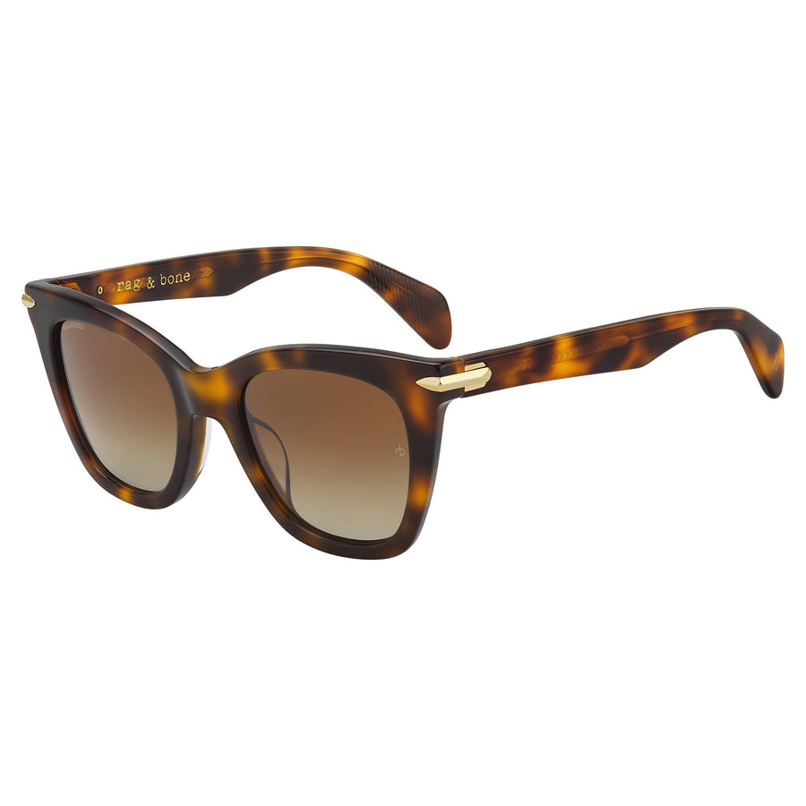 Rag & Bone Women's Sunglasses Square Frame Brown Shaded Polarized Lens - Rnb1029/G/S
