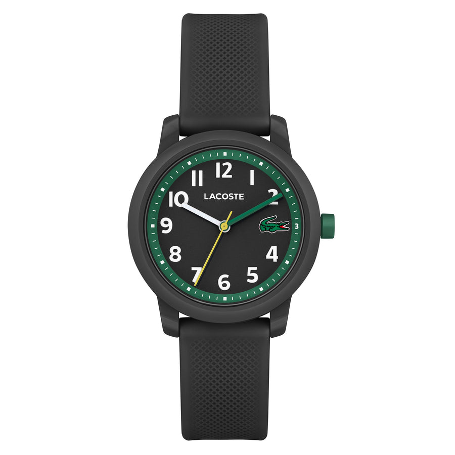 Lacoste Lacoste.12.12 Kids Black Silicone Black Dial Kids Watch - 2030042