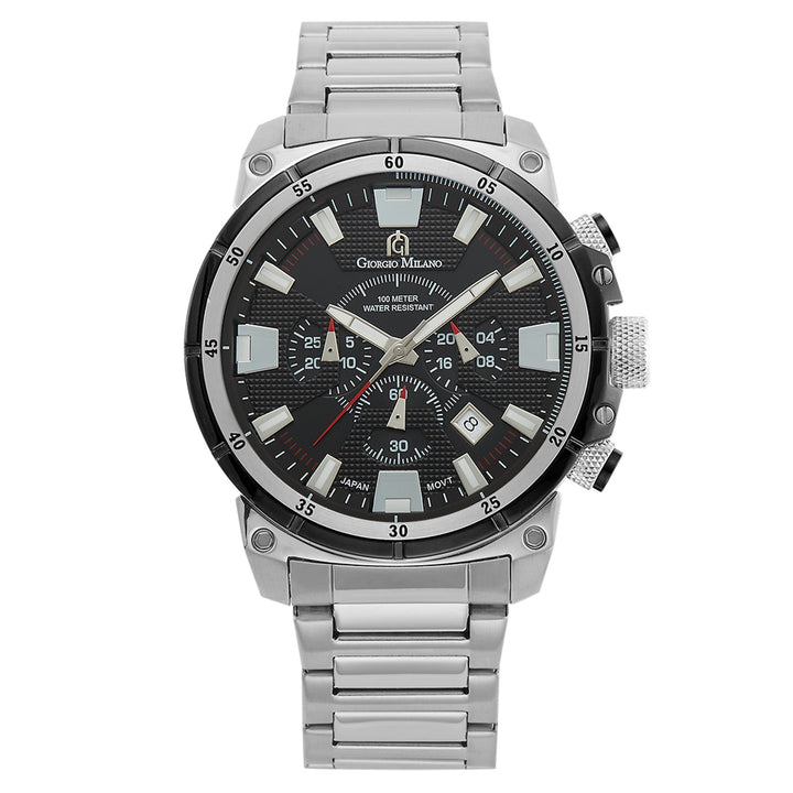 Giorgio Milano Silver Steel Black Dial Men's Watch - 206ST3