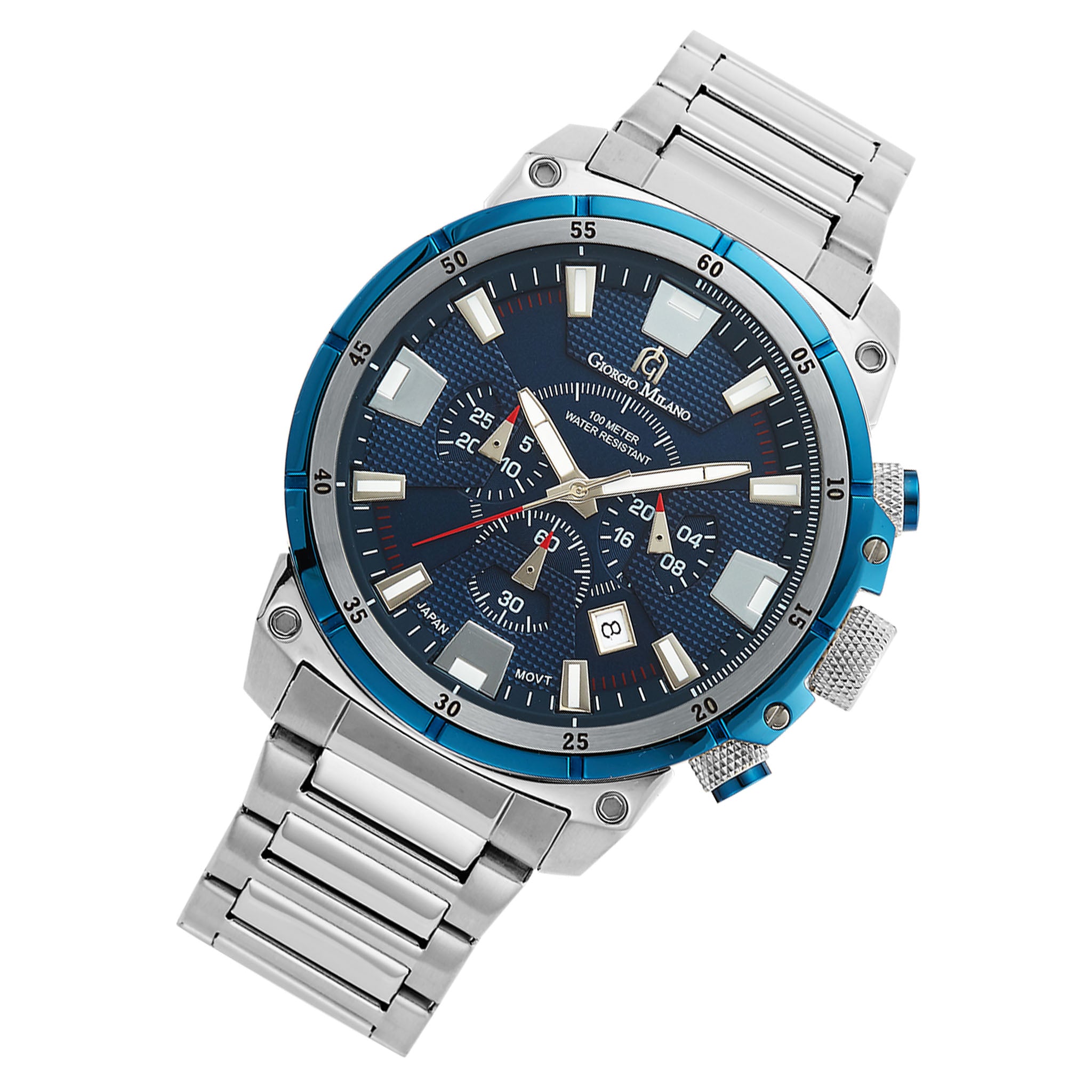 Giorgio Milano Silver Steel Blue Dial Chronograph Men's Watch - 206ST4