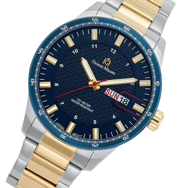 Giorgio Milano Two-Tone Steel Blue Dial Men's Watch - 208STG4