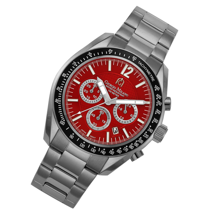 Giorgio Milano Black Steel Red Dial Chronograph Men's Watch - 219SGY14