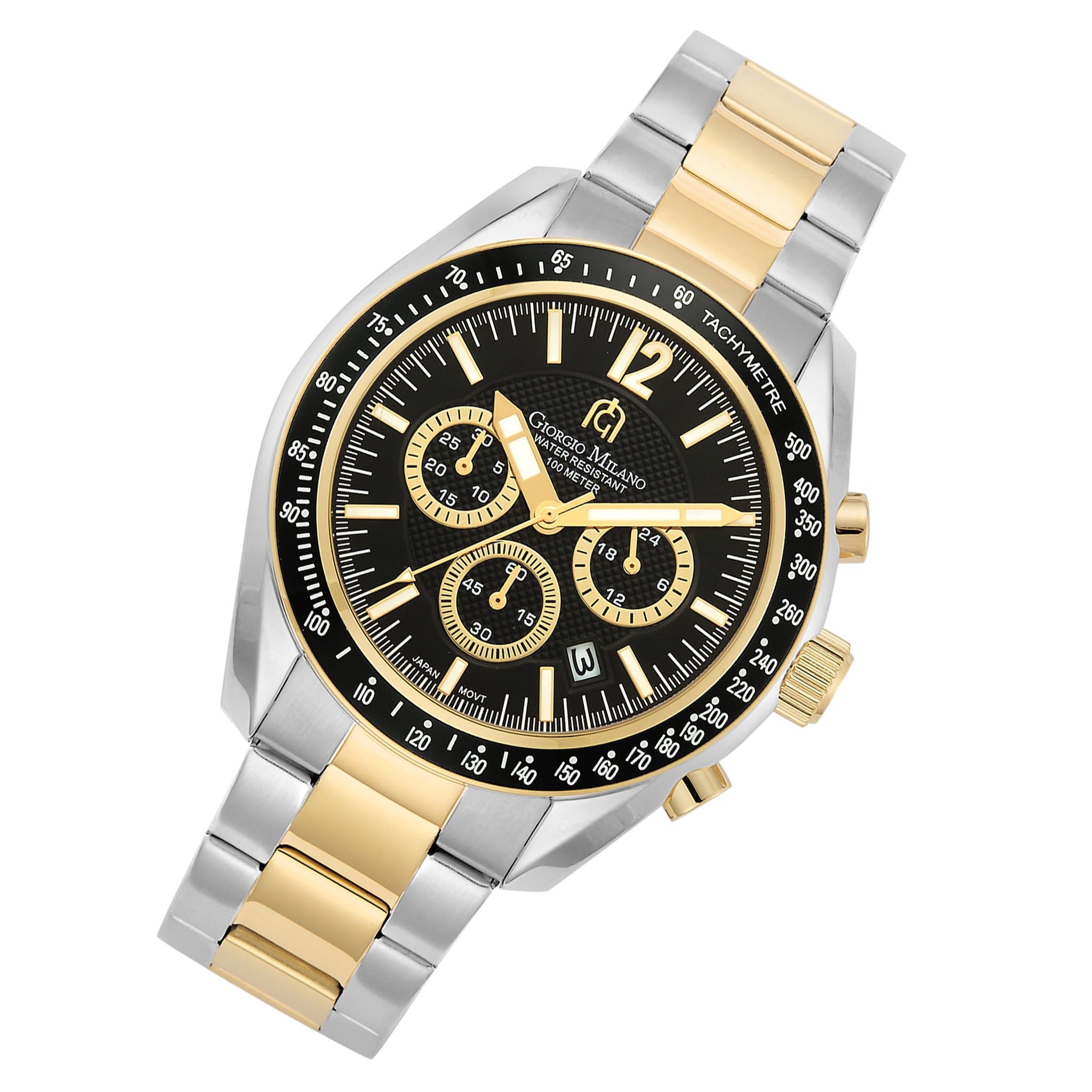 Giorgio Milano Two-Tone Steel Black Dial Chronograph Men's Watch - 219STG3