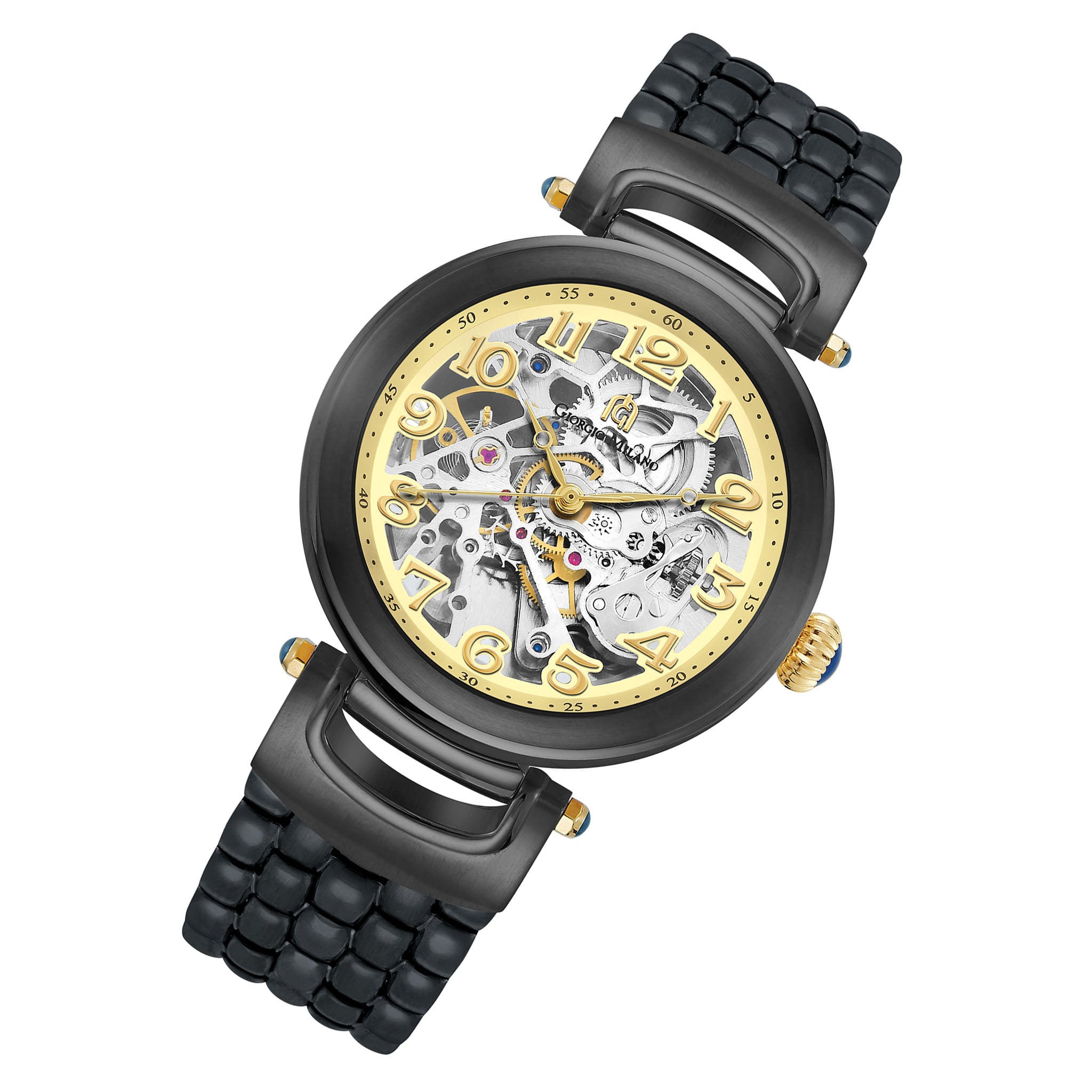 Giorgio Milano Black Stainless Steel Gold Dial Automatic Men's Watch - 226SBK05