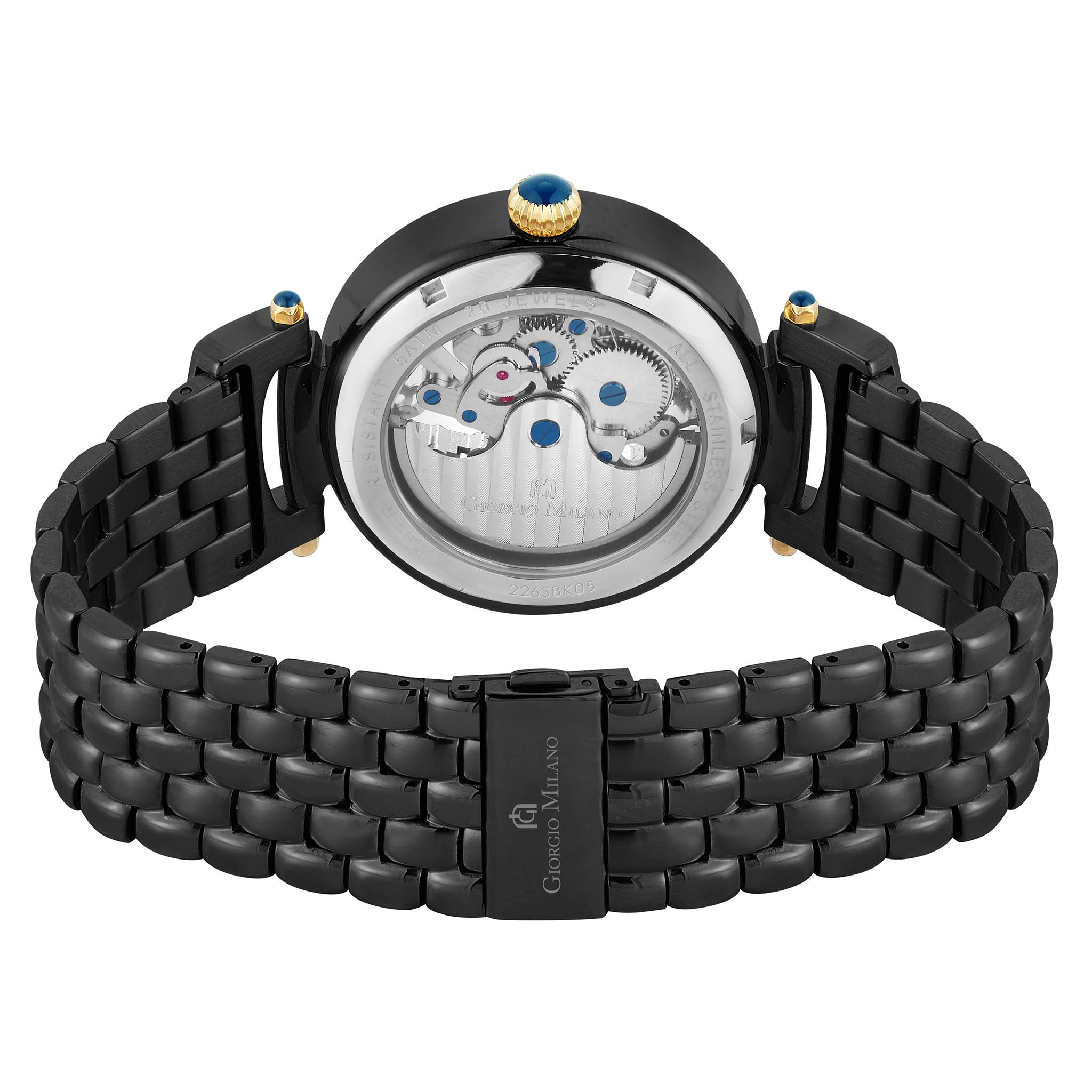 Giorgio Milano Black Stainless Steel Gold Dial Automatic Men's Watch - 226SBK05