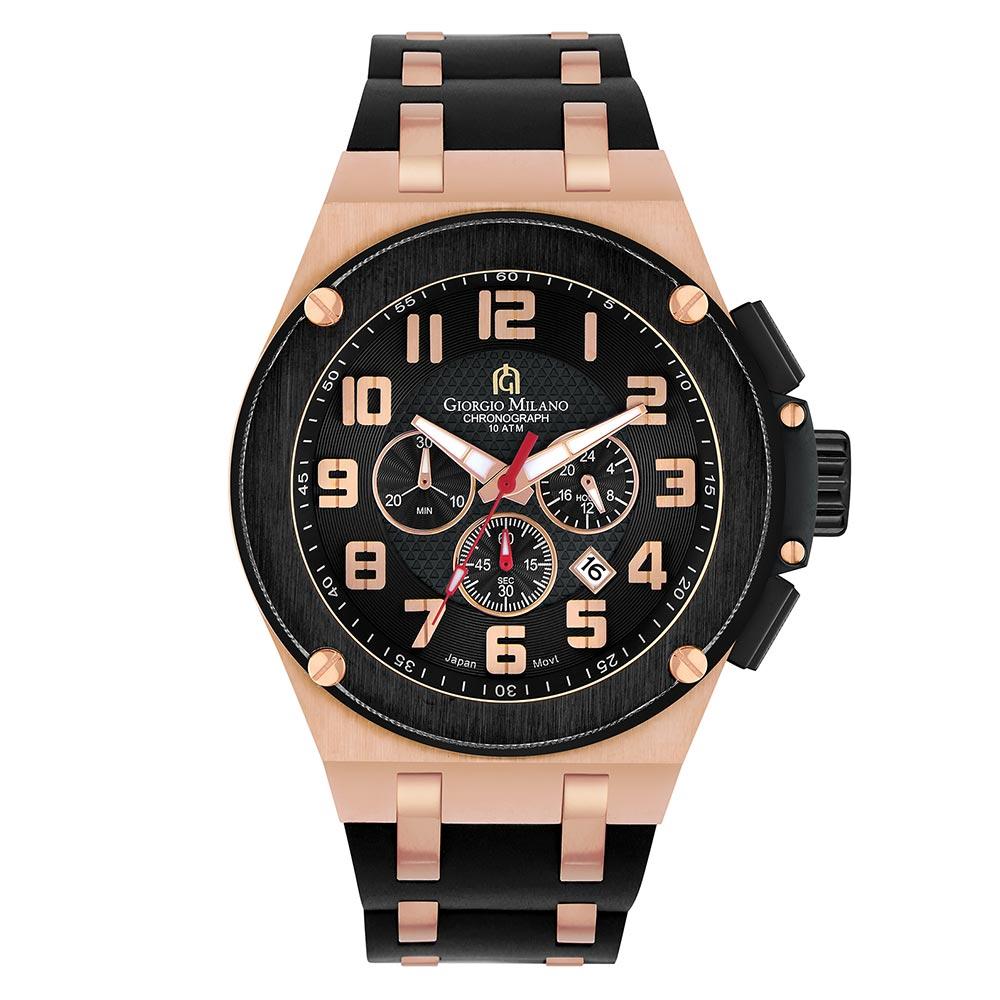 Giorgio Milano Rose Gold & Black Band Men's Chrono Watch - 232RGBK313