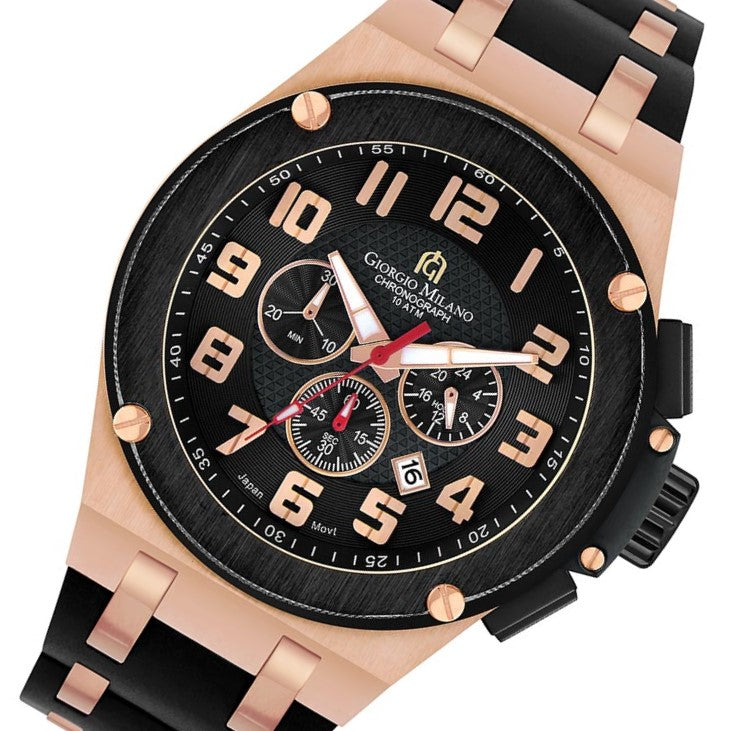 Giorgio Milano Rose Gold & Black Band Chronograph Men's Watch - 232RGBK313
