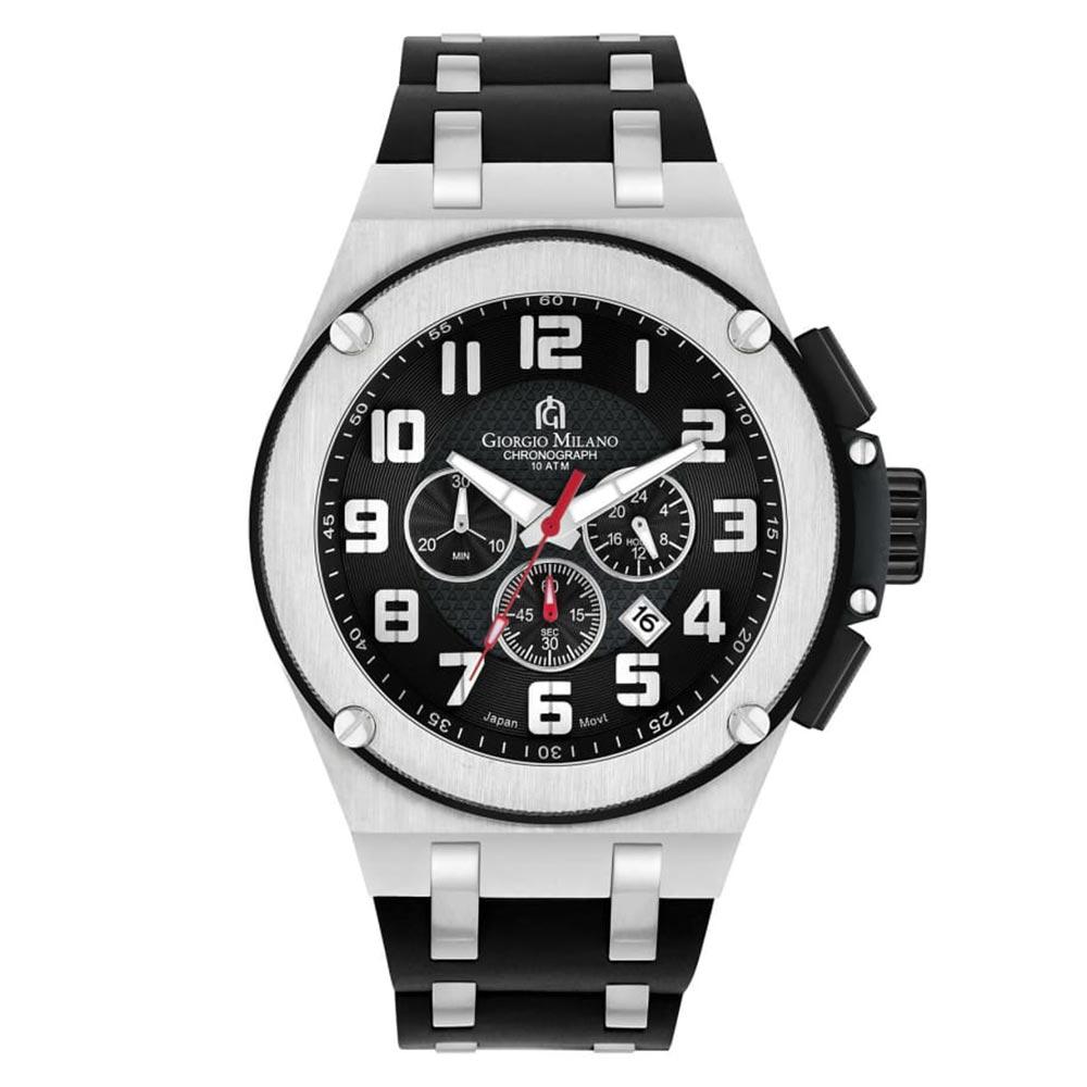 Giorgio Milano Silver & Black Band Men's Chrono Watch - 232STBK313