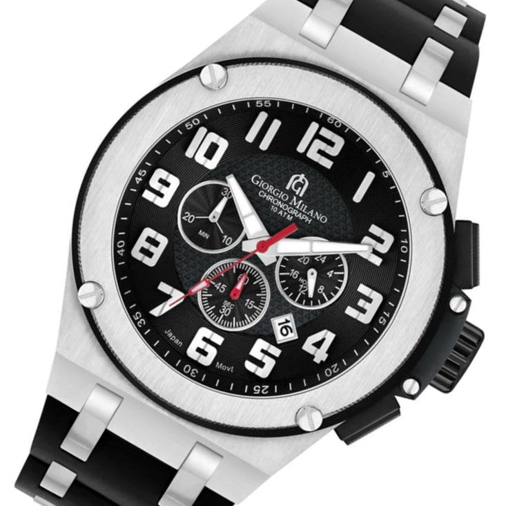 Giorgio Milano Silver & Black Band Chronograph Men's Watch - 232STBK313