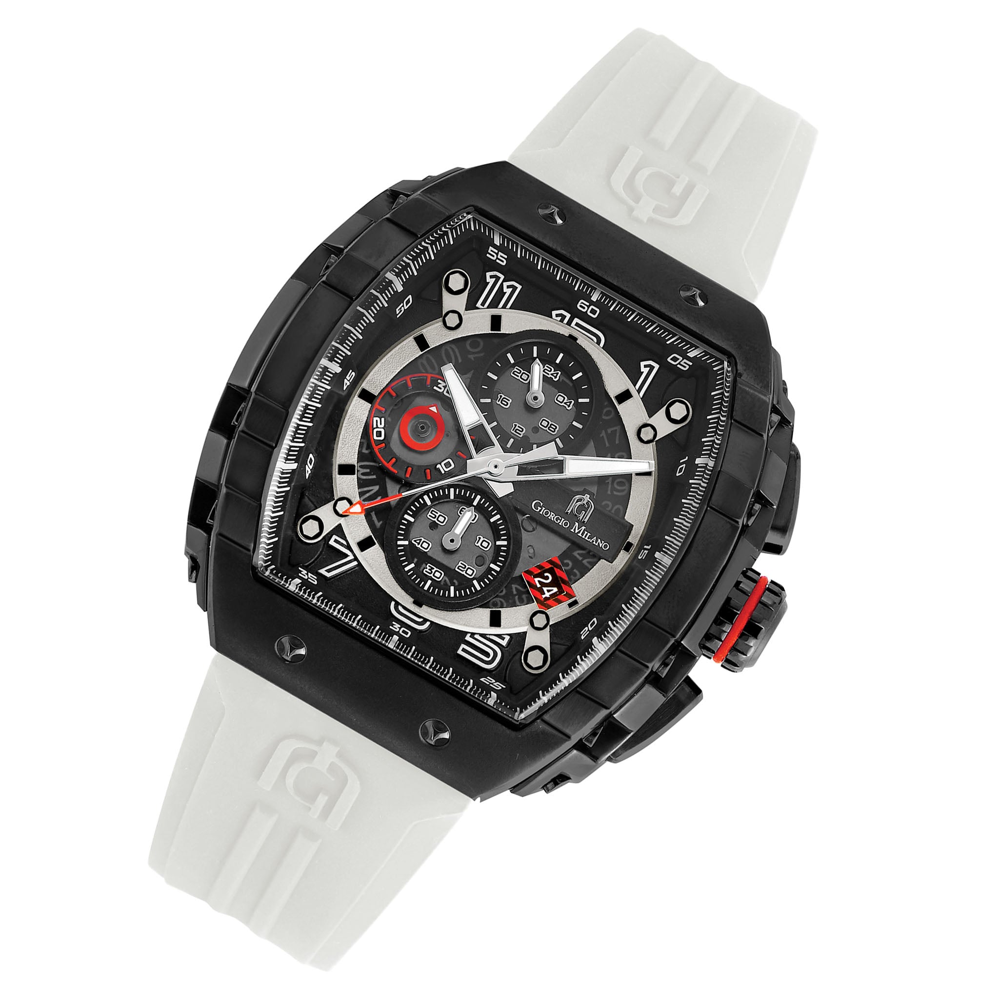Giorgio Milano White Silicone Band Black Dial Chronograph Men's Watch - 233SBK312
