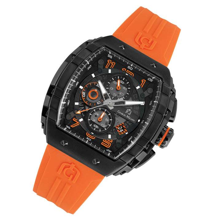 Giorgio Milano Orange Silicone Band Black Dial Chronograph Men's Watch - 233SBK318