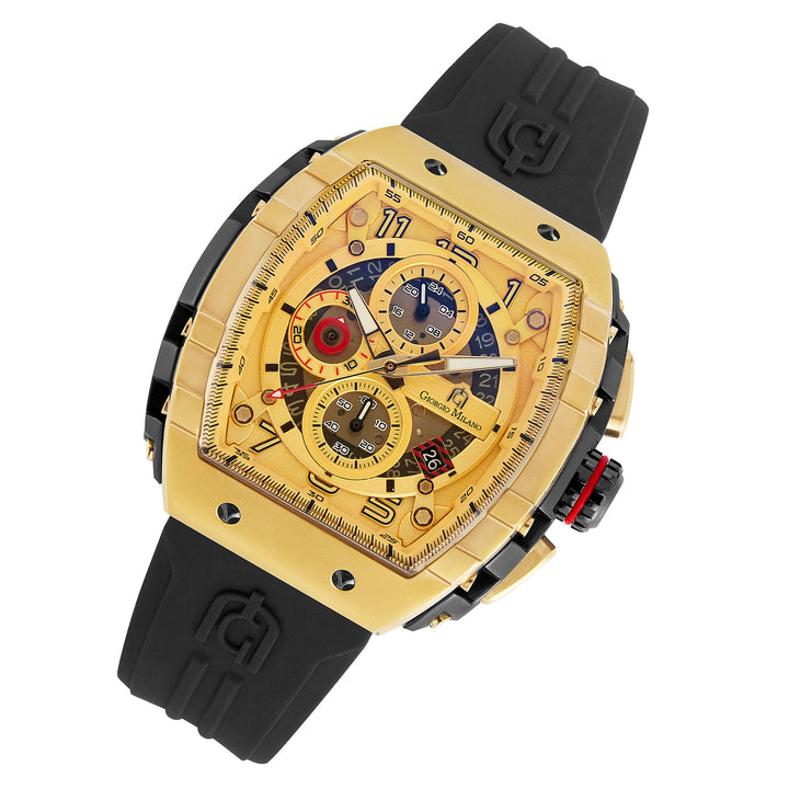 Giorgio Milano Black Silicone Band Gold Dial Chronograph Men's Watch - 233SGBK513