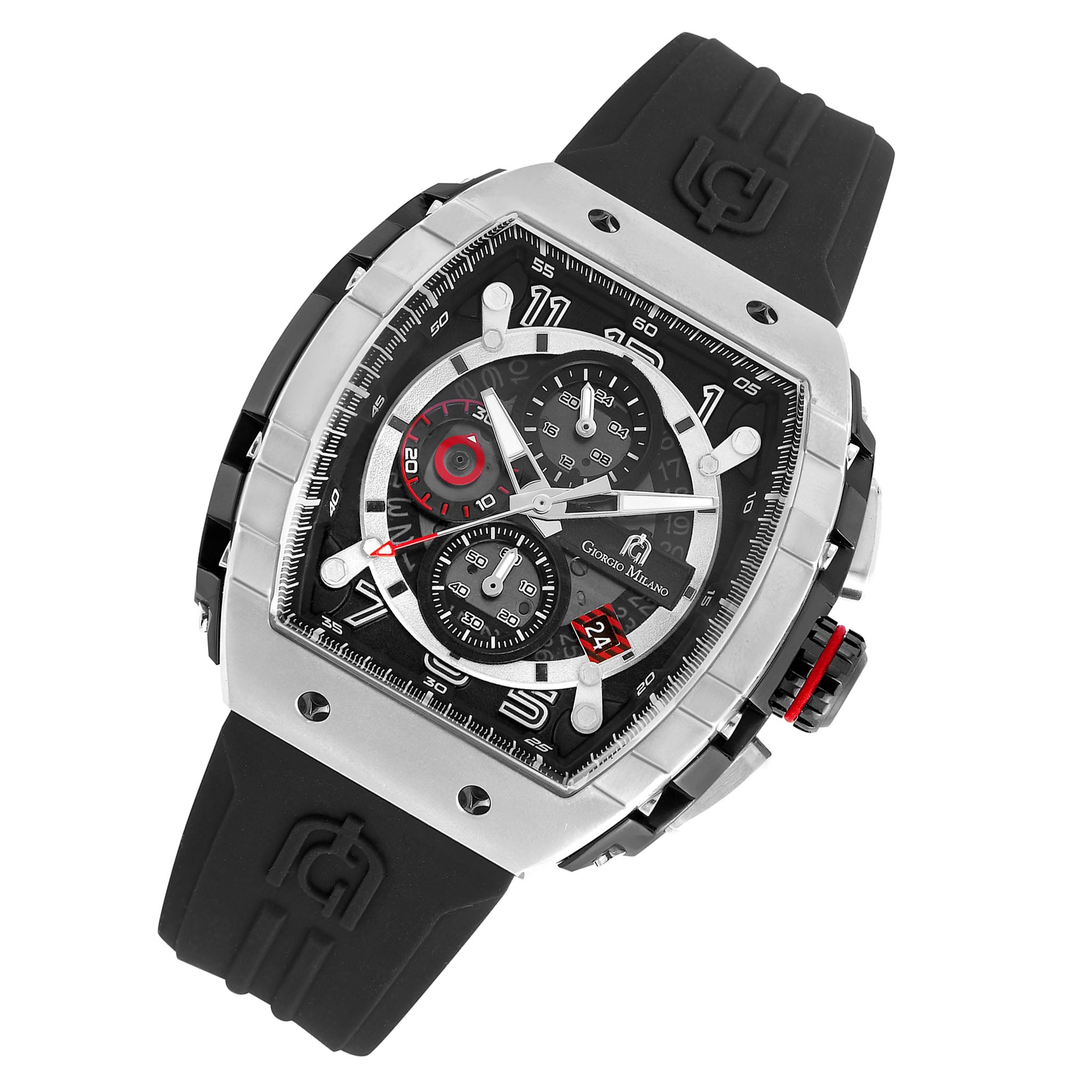Giorgio Milano Silicone Band Black Dial Chronograph Men's Watch - 233STBK313