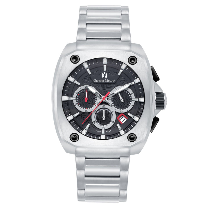 Giorgio Milano Silver Steel Black Dial Men's Chrono Watch - 235ST03