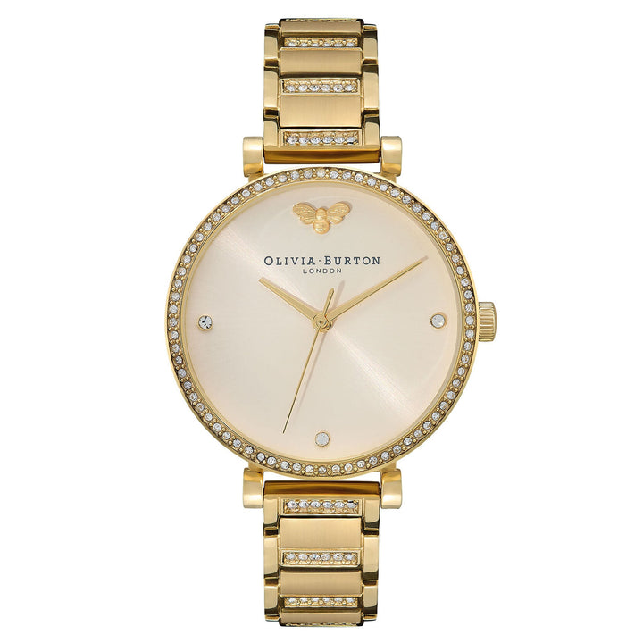 Olivia Burton Belgrave Ionic Plated Gold Steel With Crystal Nude Sunray & Stone & Bee Dial Women's - 24000002