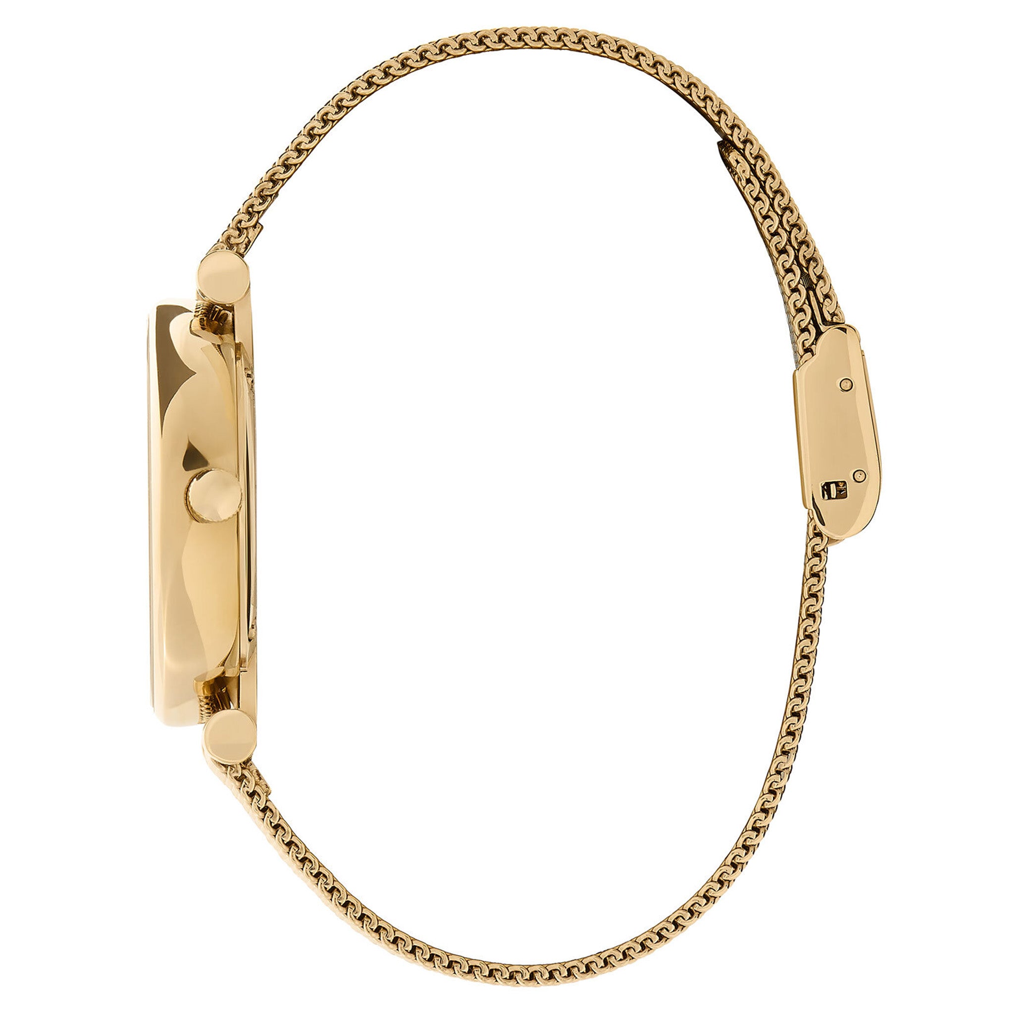 Olivia Burton Gold Mesh Silver White & Stone Dial Women's Watch - 24000005