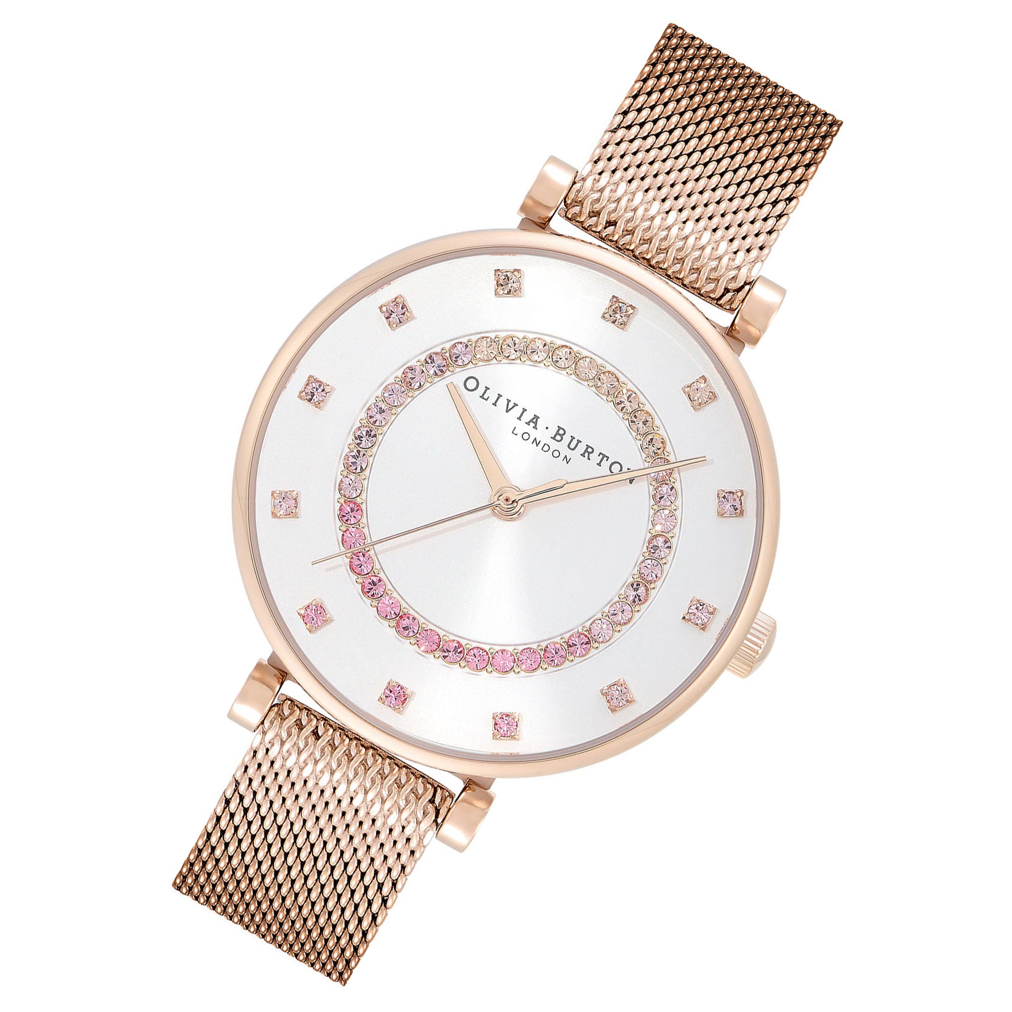Olivia Burton Belgrave Carnation Gold Steel Silver White & Stone Dial Women's Watch - 24000006