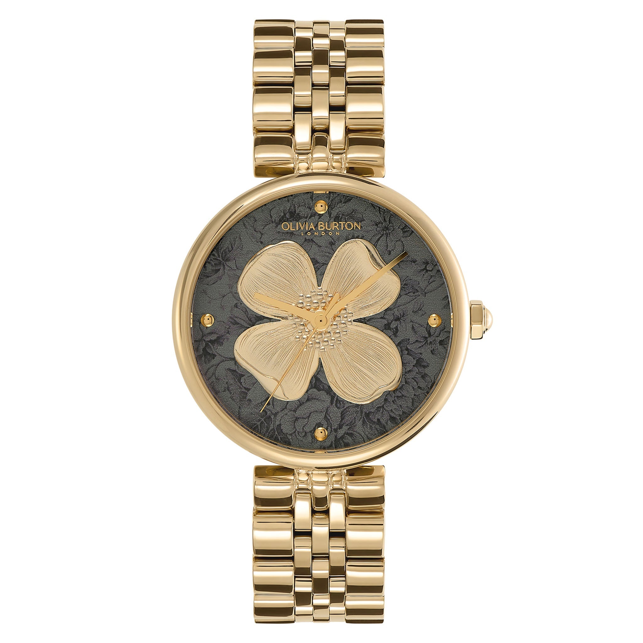 Olivia Burton Gold Steel Black Dial Women's Watch - 24000089