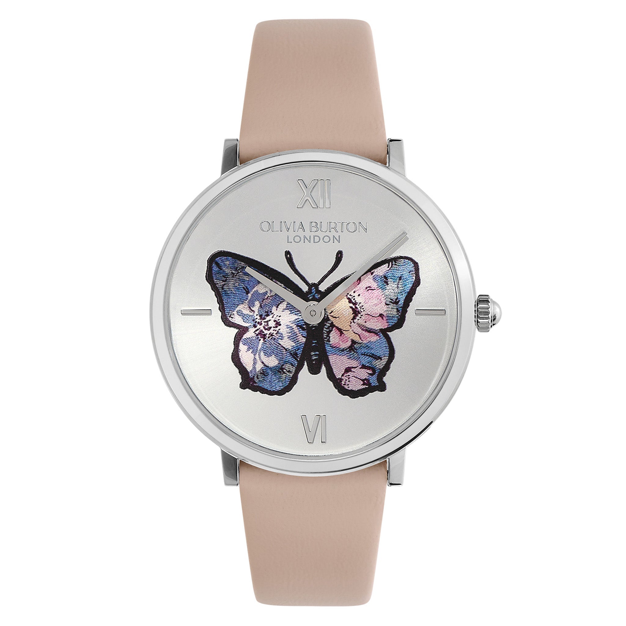 Olivia Burton Nude Leather Silver White Dial Women's Watch - 24000145