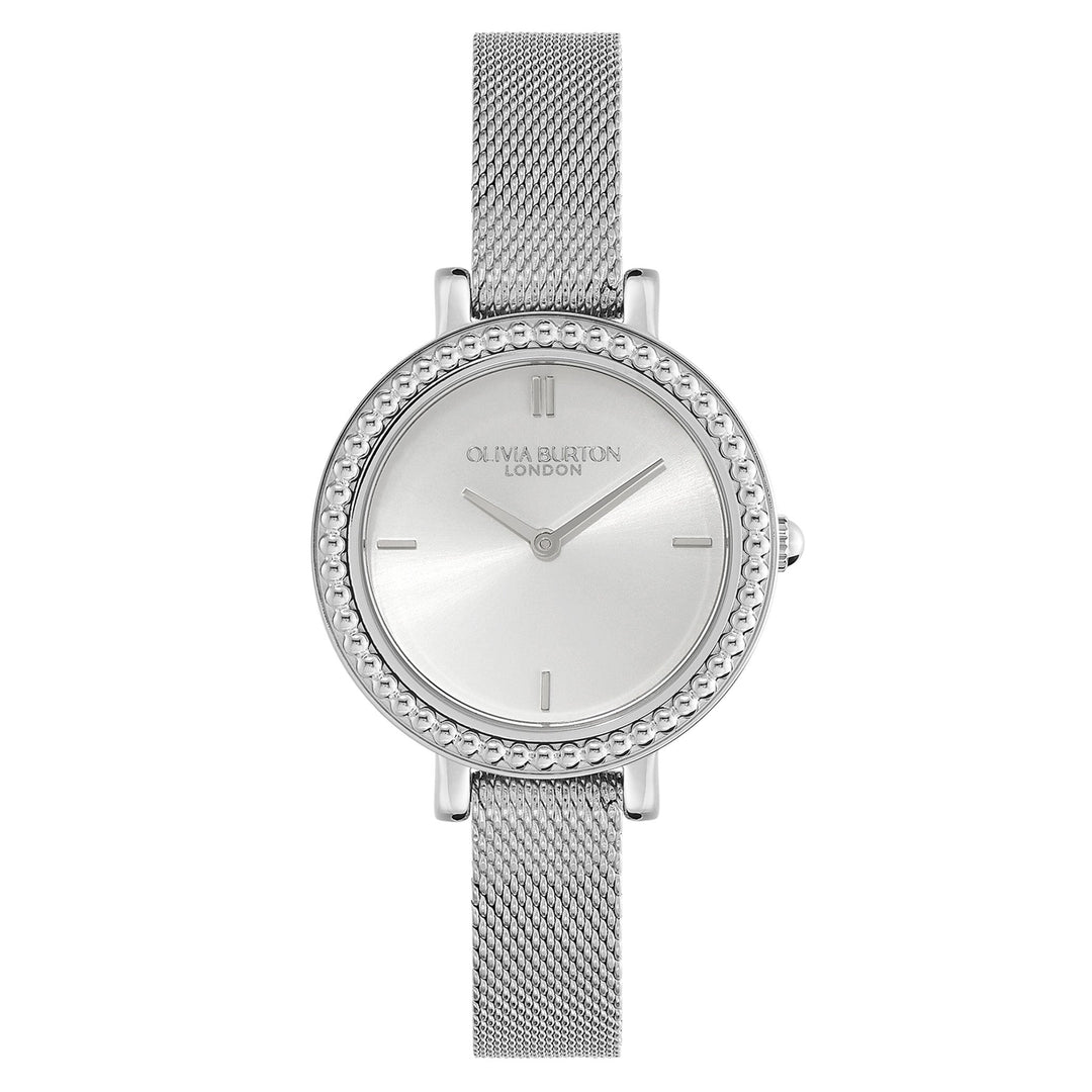 Olivia Burton Stainless Steel Mesh Silver White Dial Women's Watch - 24000160
