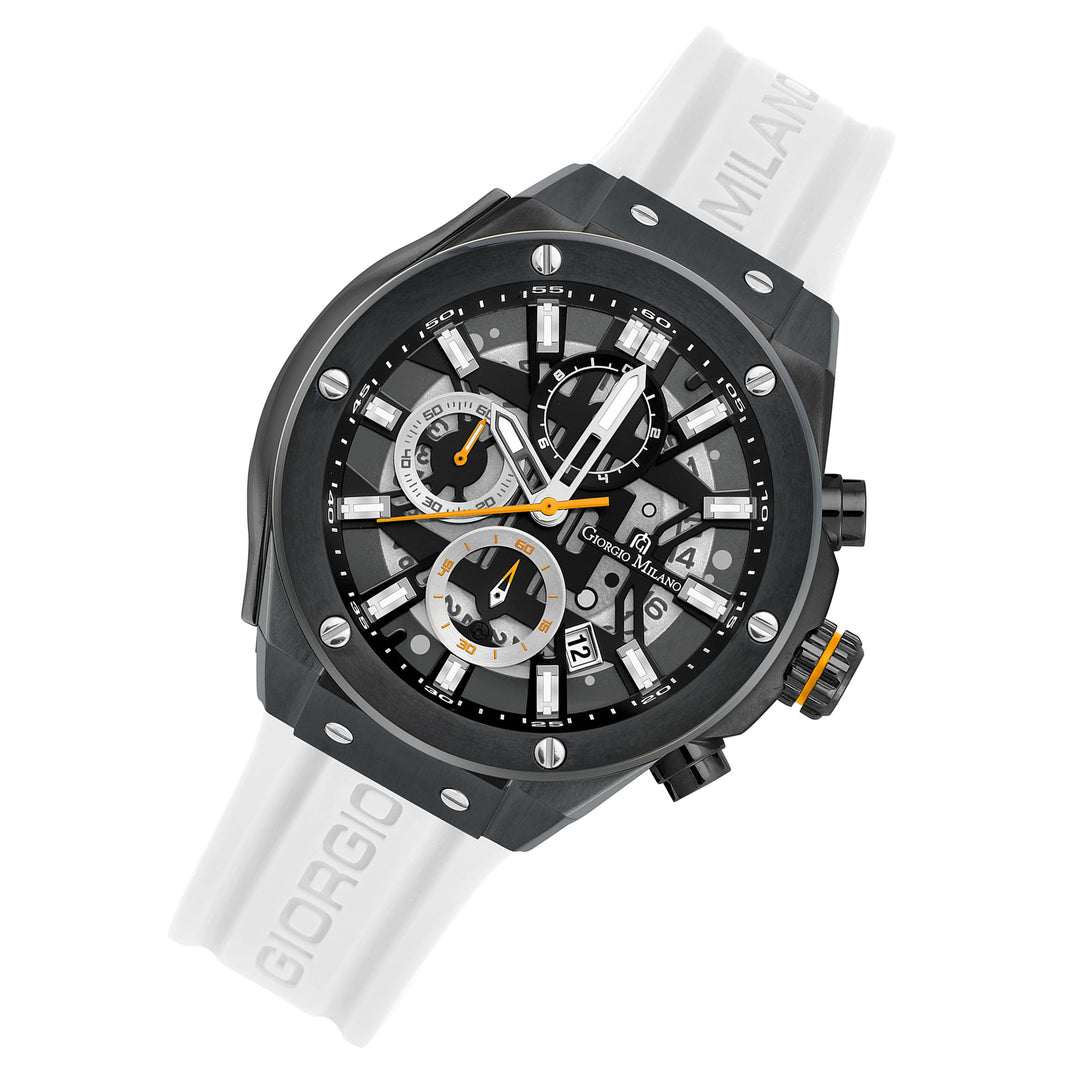 Giorgio Milano White Silicone Black Dial Chronograph Men's Watch - 240SBK312
