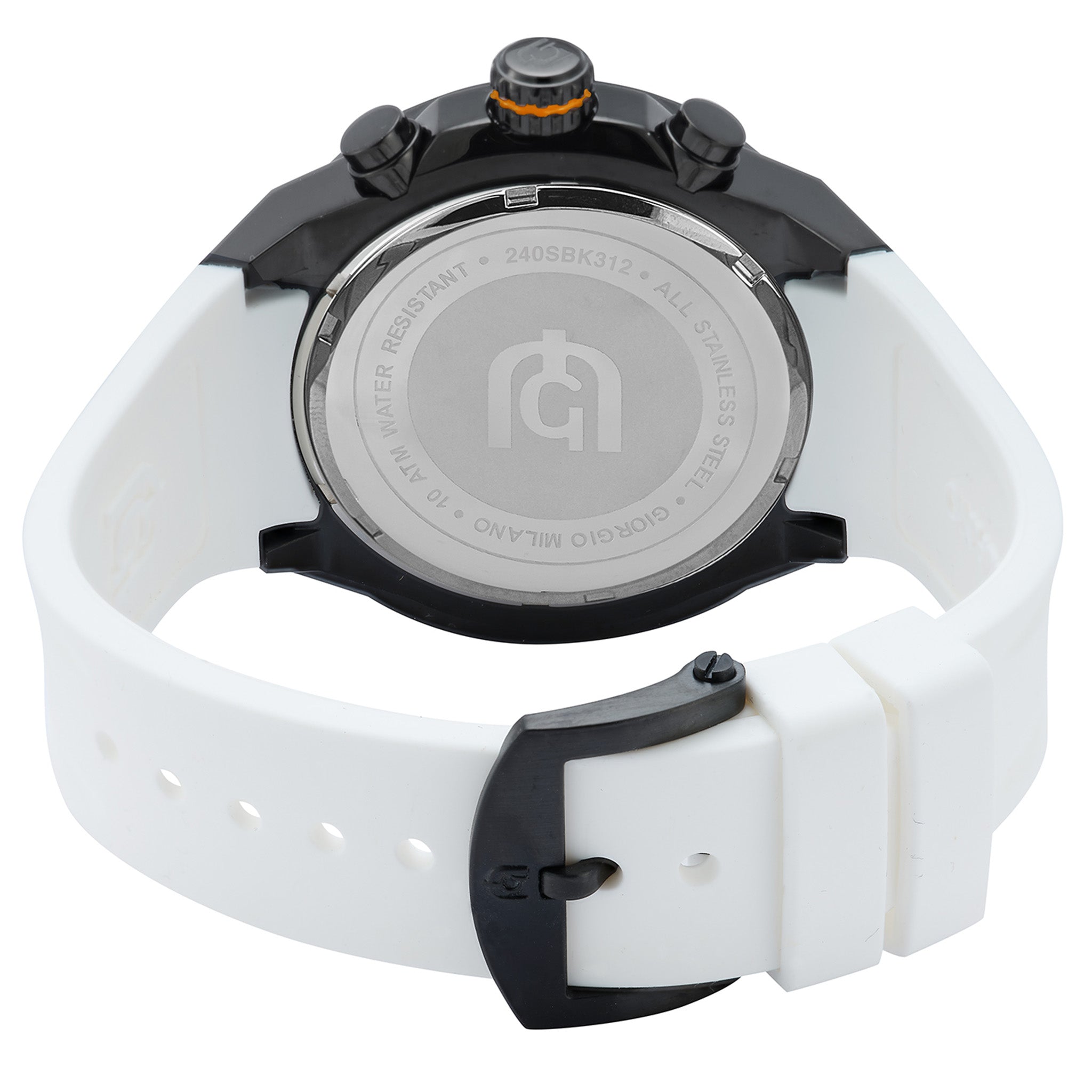 Giorgio Milano White Silicone Black Dial Chronograph Men's Watch - 240SBK312