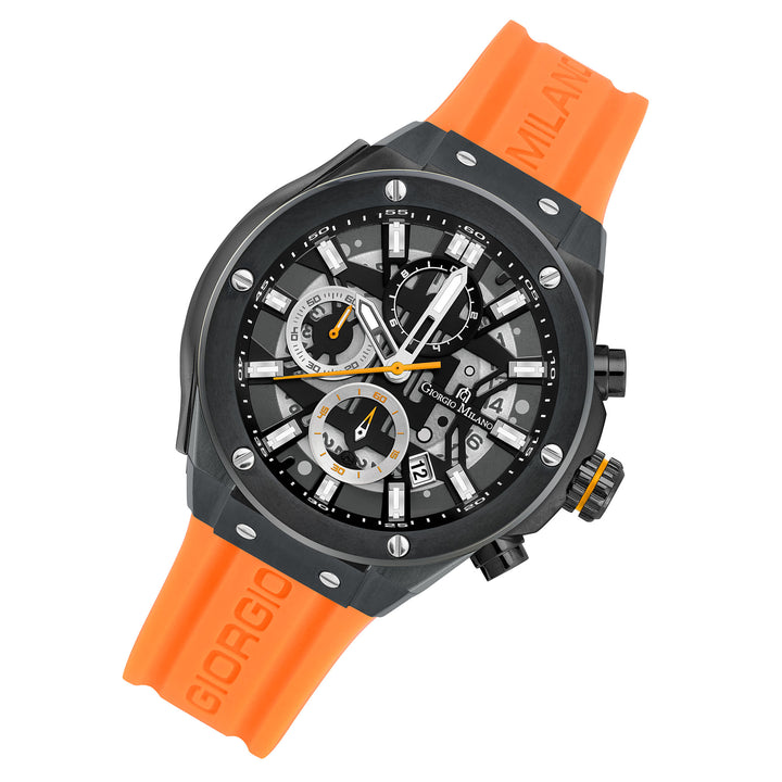 Giorgio Milano Orange Silicone Black Dial Chronograph Men's Watch - 240SBK318
