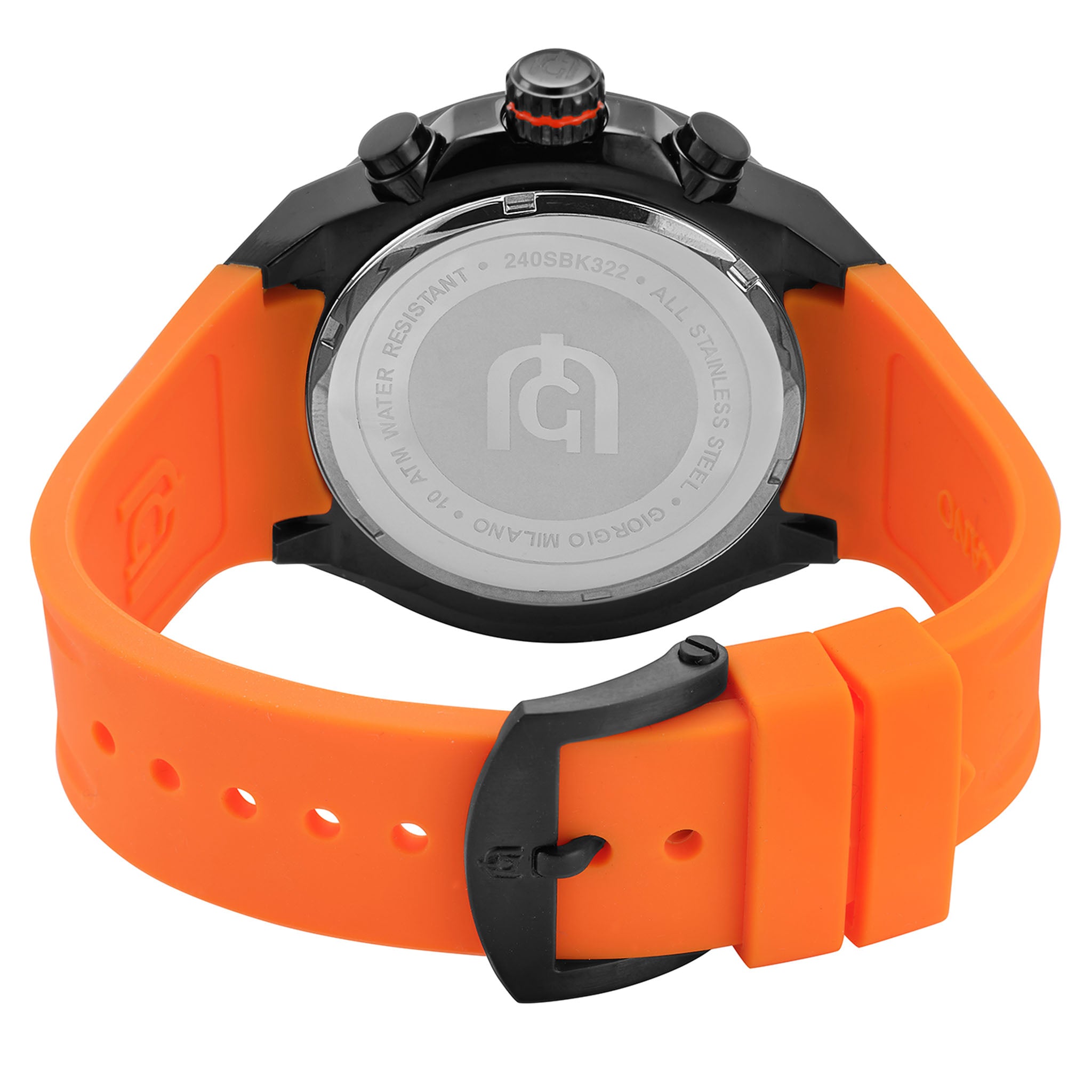 Giorgio Milano Orange Silicone Black Dial Chronograph Men's Watch - 240SBK318