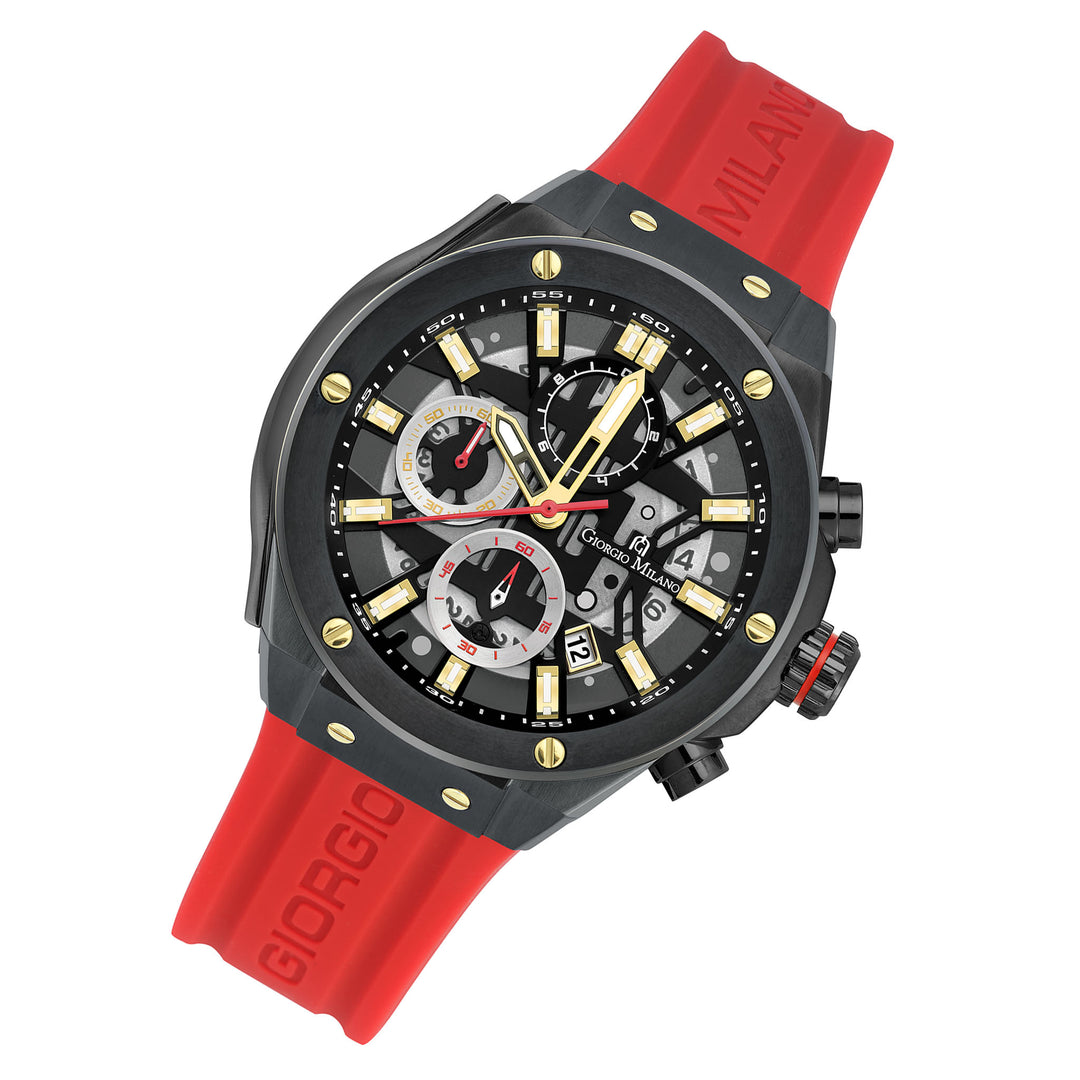 Giorgio Milano Red Silicone Black Dial Chronograph Men's Watch - 240SBK322