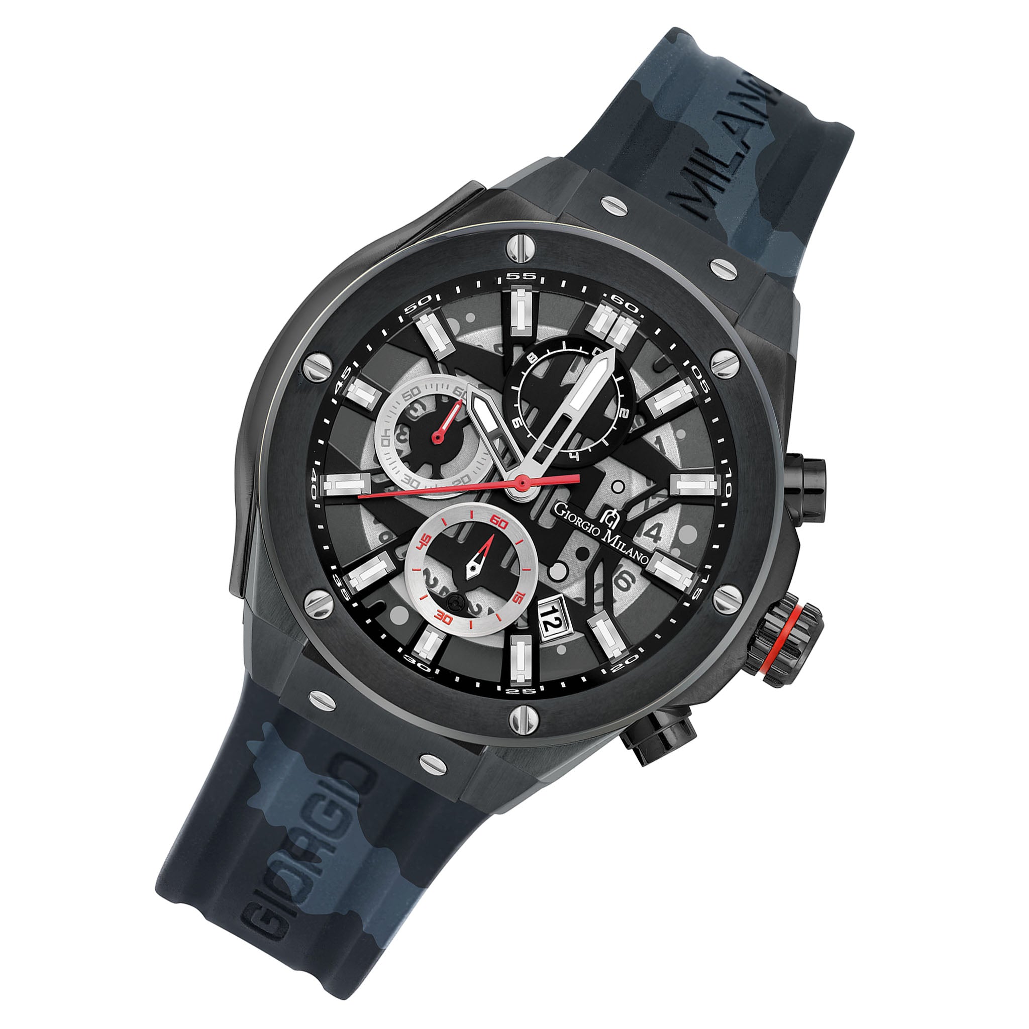 Giorgio Milano Black Camouflage Silicone Chronograph Men's Watch - 240SBK327