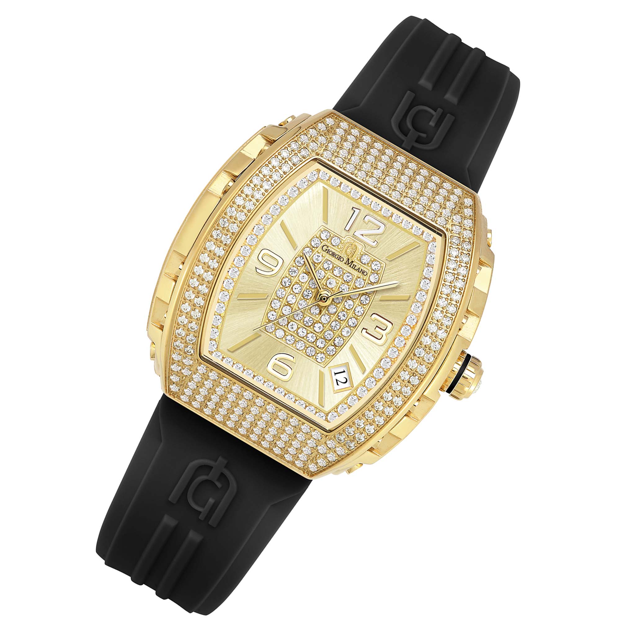 Giorgio Milano Black Silicone Gold Dial Women's Watch - 242SG513