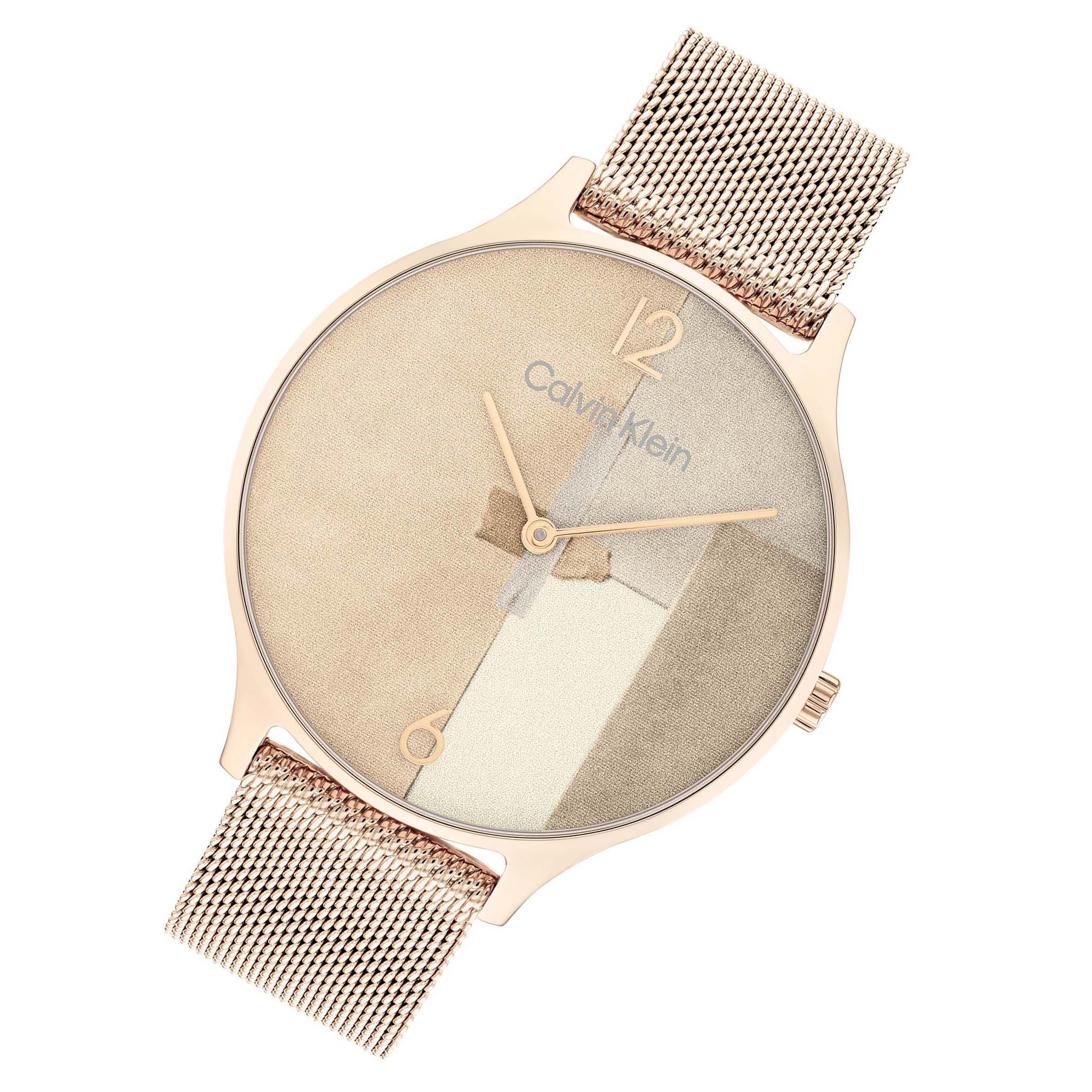 Calvin Klein Carnation Gold Mesh Multi-colour Dial Women's Watch - 25200006