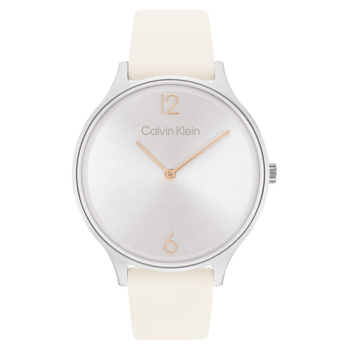 Calvin Klein Chalk Leather Silver Dial Women's Watch - 25200010