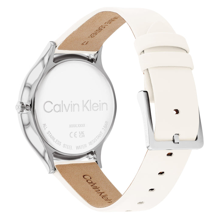 Calvin Klein Chalk Leather Silver Dial Women's Watch - 25200010