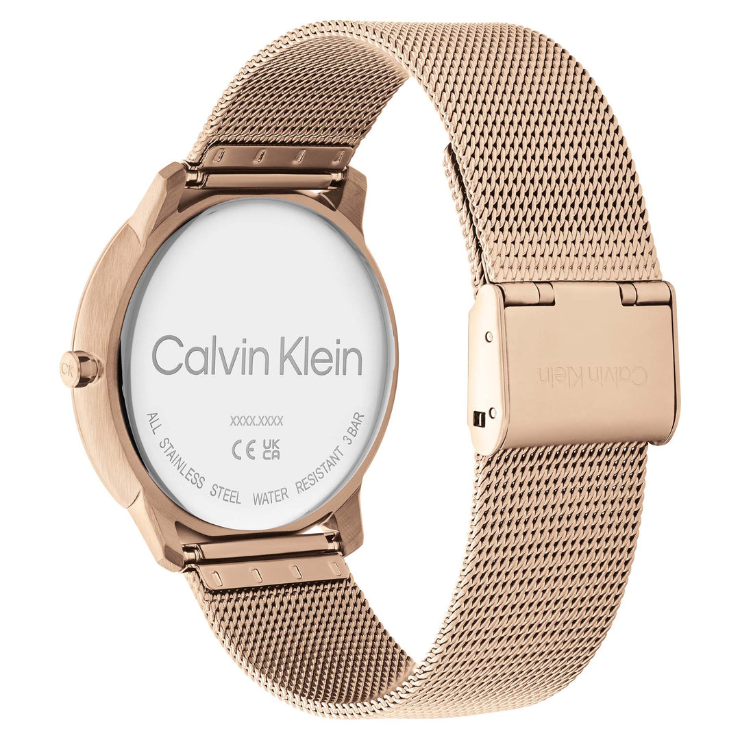 Calvin Klein Carnation Gold Mesh Black Dial Unisex Watch - 25200029