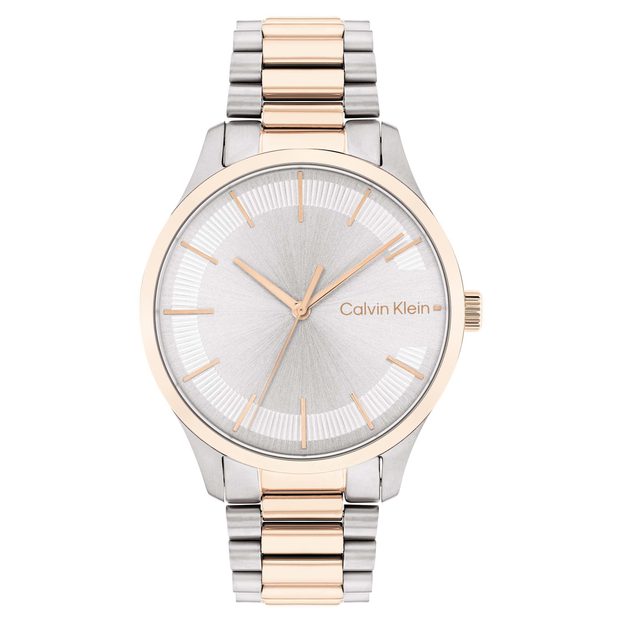 Calvin Klein Two-Tone Steel Silver White Dial Unisex Watch - 25200044