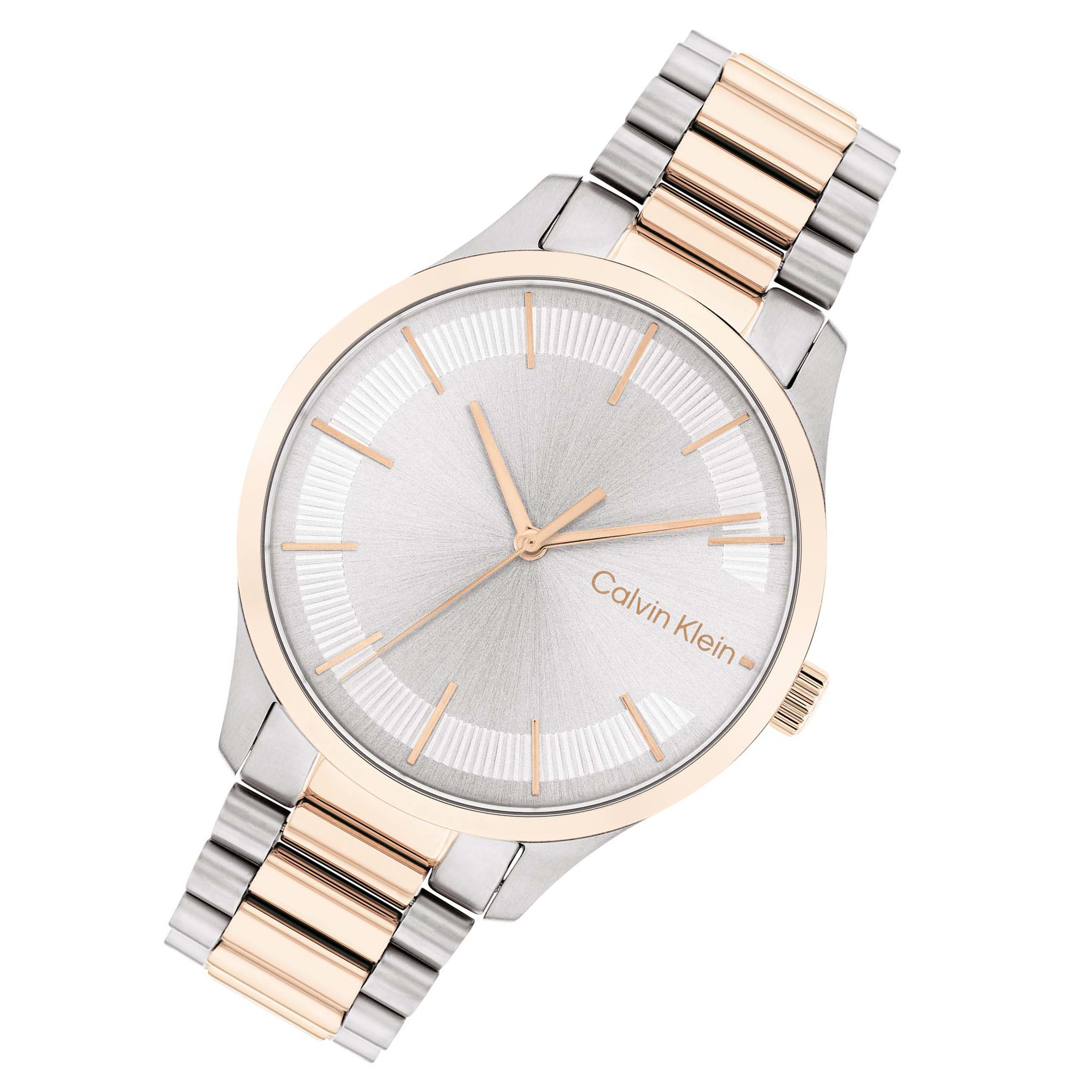 Calvin Klein Two-Tone Steel Silver White Dial Unisex Watch - 25200044