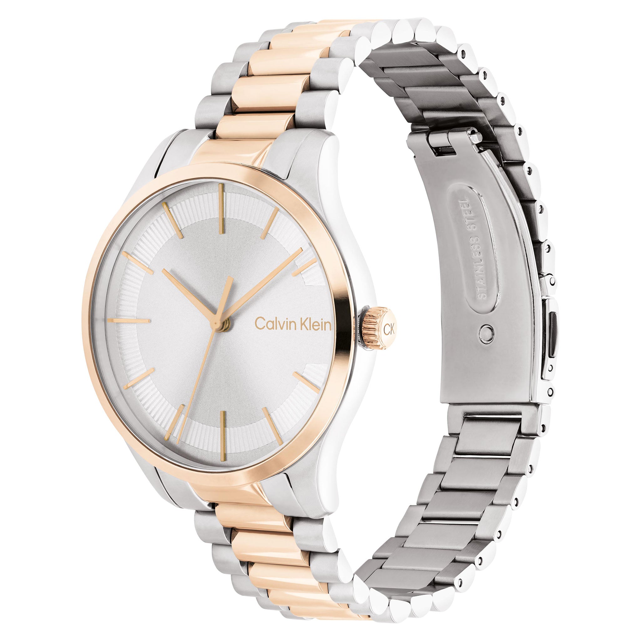 Calvin Klein Two-Tone Steel Silver White Dial Unisex Watch - 25200044