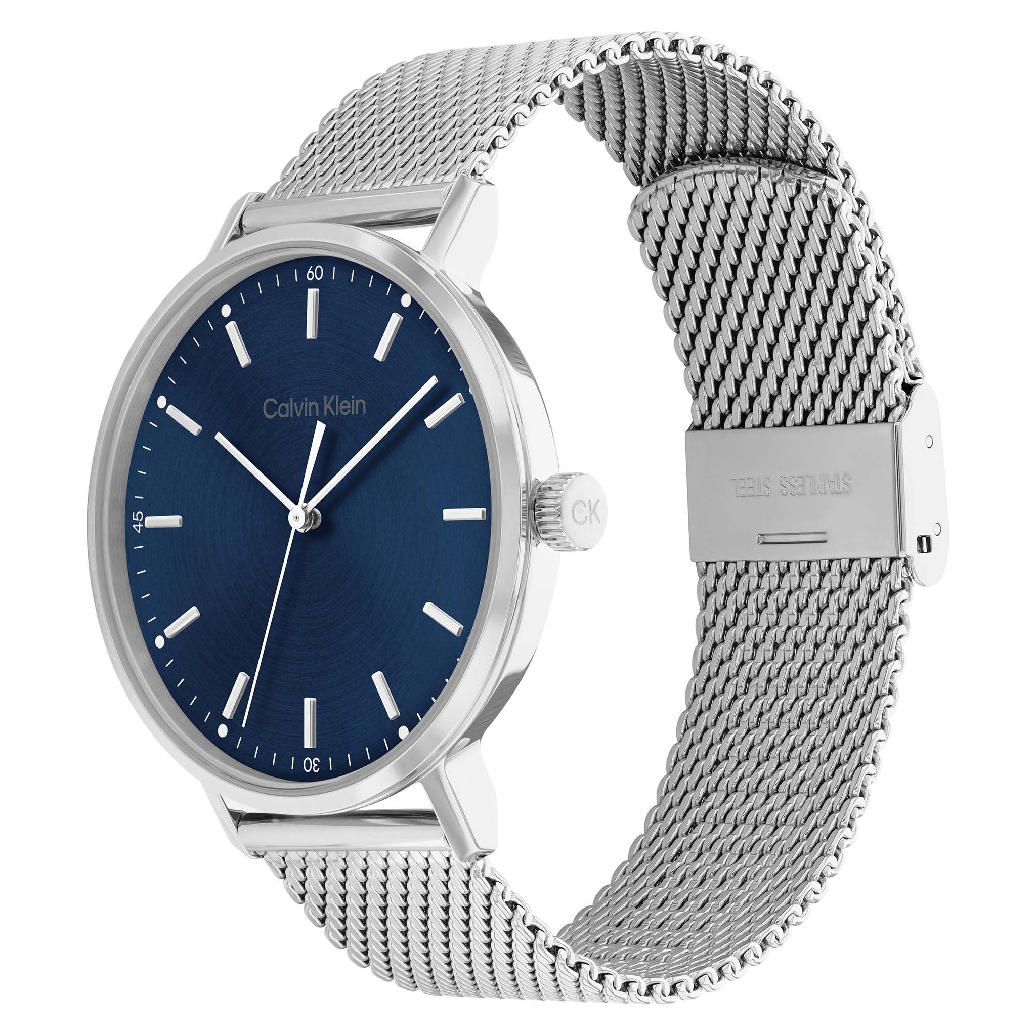 Calvin Klein Silver Mesh Blue Dial Men's Watch - 25200045