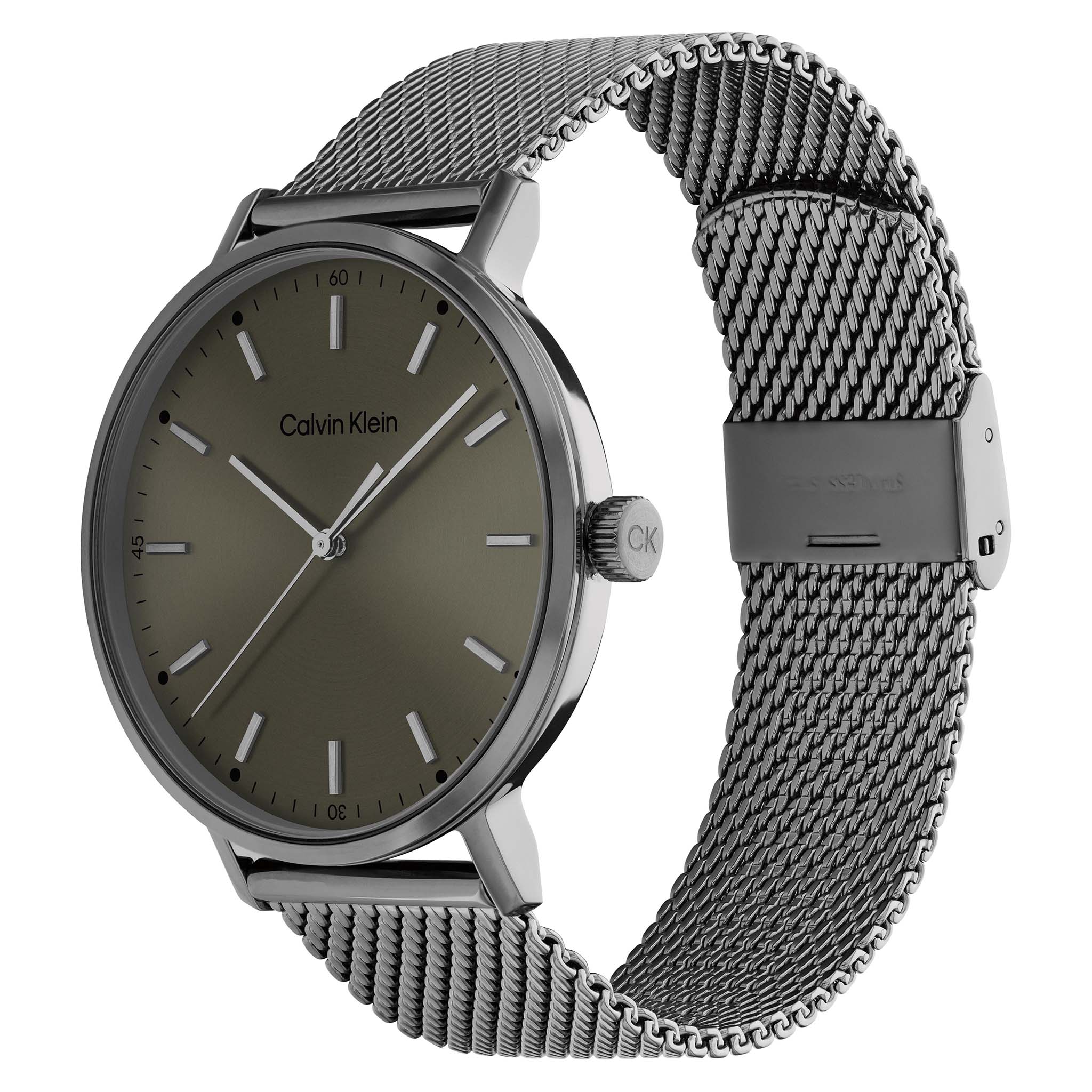 Calvin Klein Grey Mesh Green Dial Men's Watch - 25200048