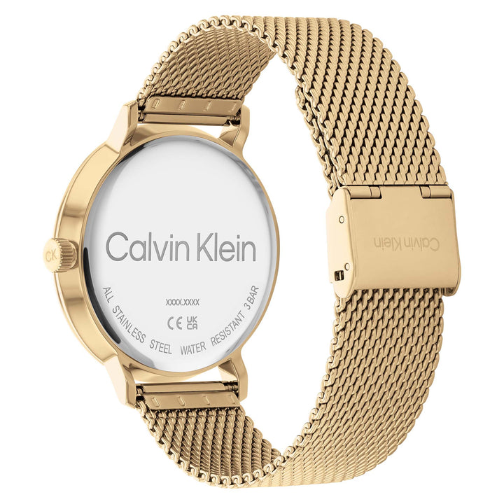 Calvin Klein Gold Mesh Black Dial Men's Watch - 25200049