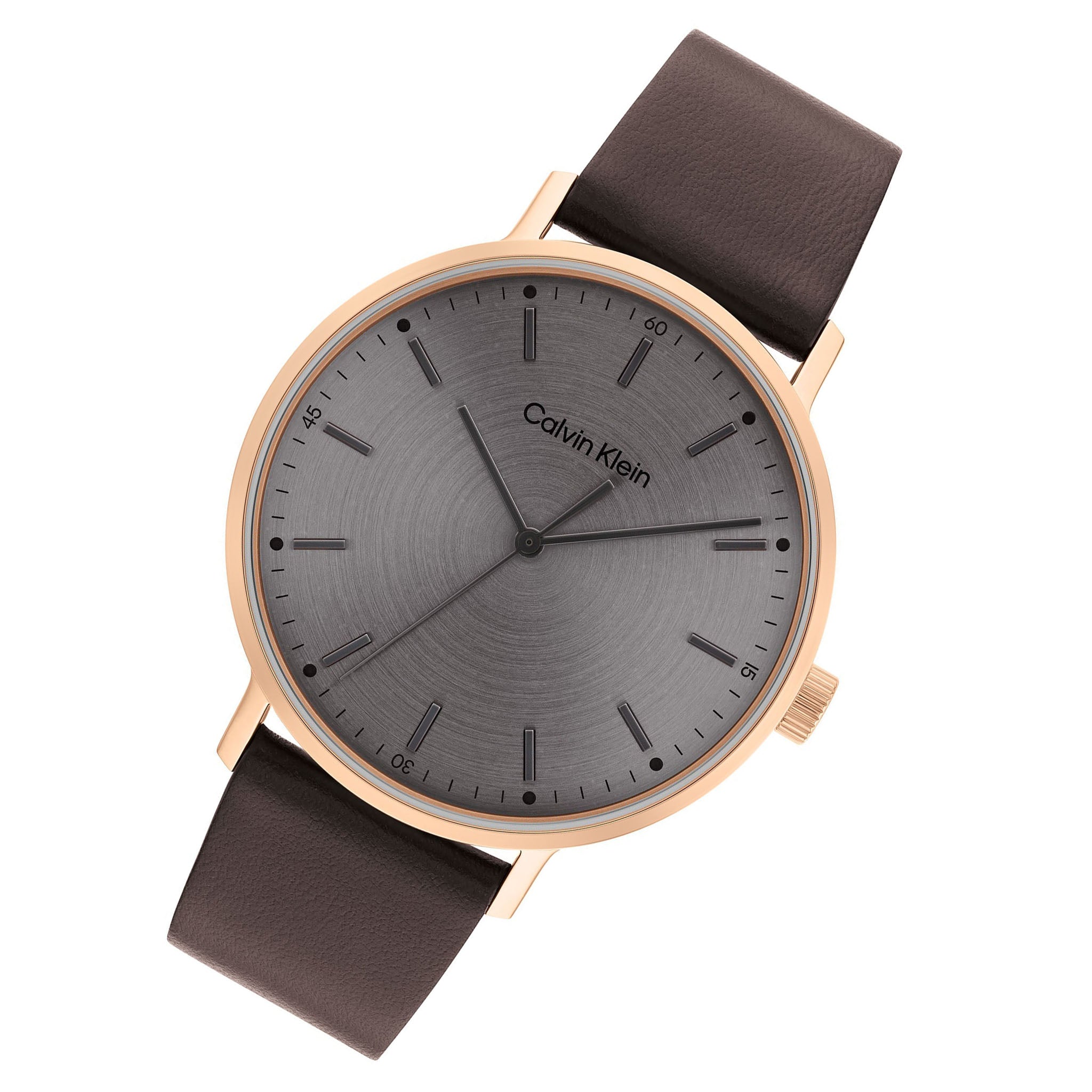 Calvin Klein Brown Leather Grey Dial Men's Watch - 25200051
