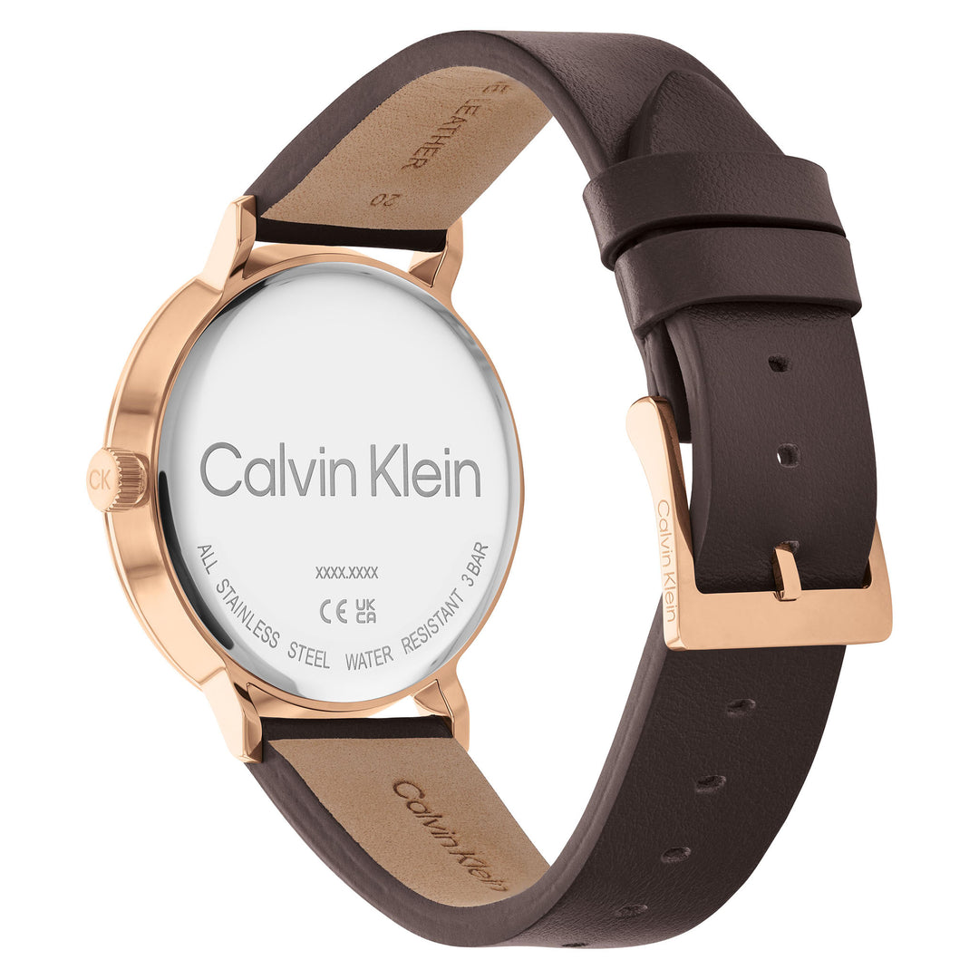 Calvin Klein Brown Leather Grey Dial Men's Watch - 25200051