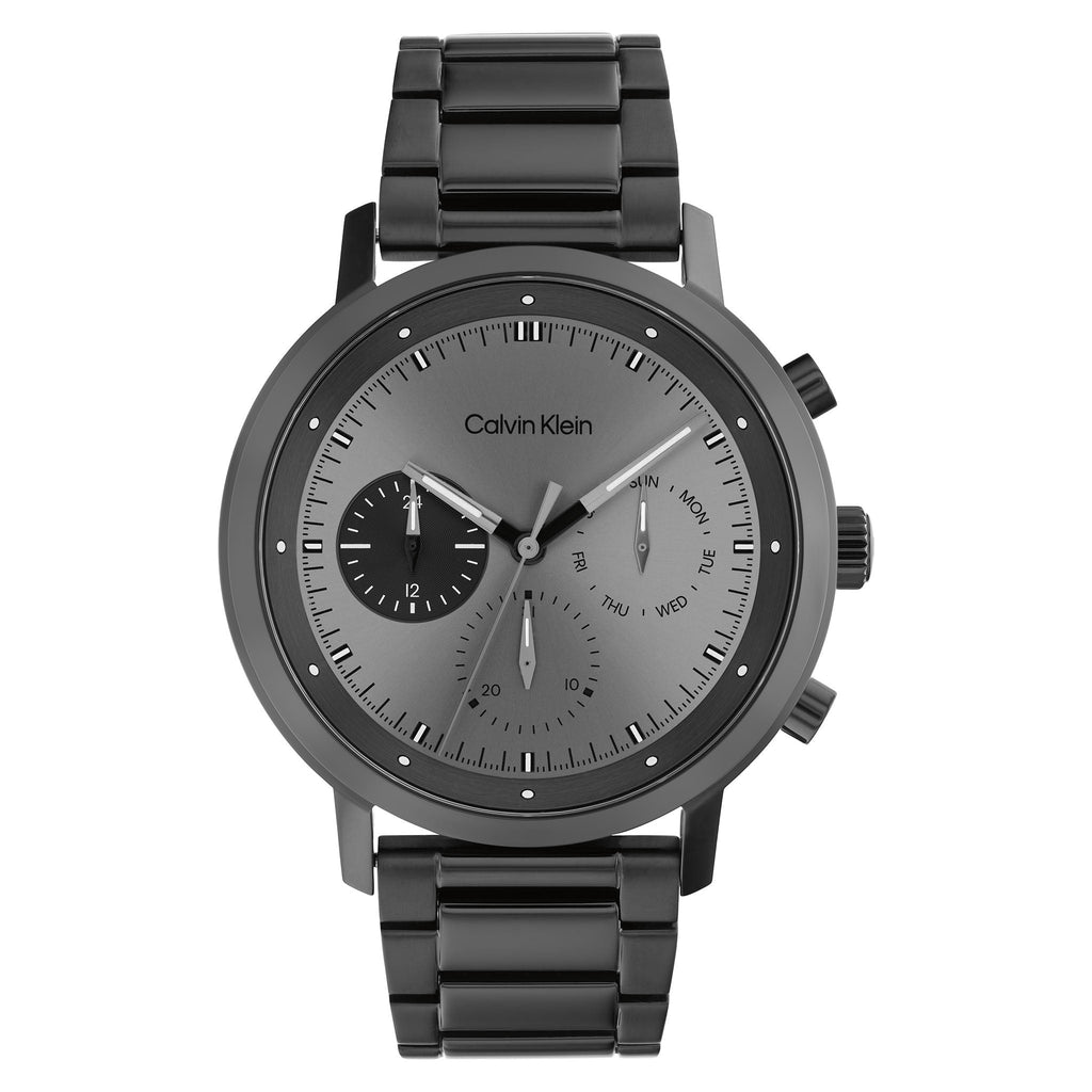 Calvin Klein Black Steel Grey Dial Men's Multi-function Watch - 252000