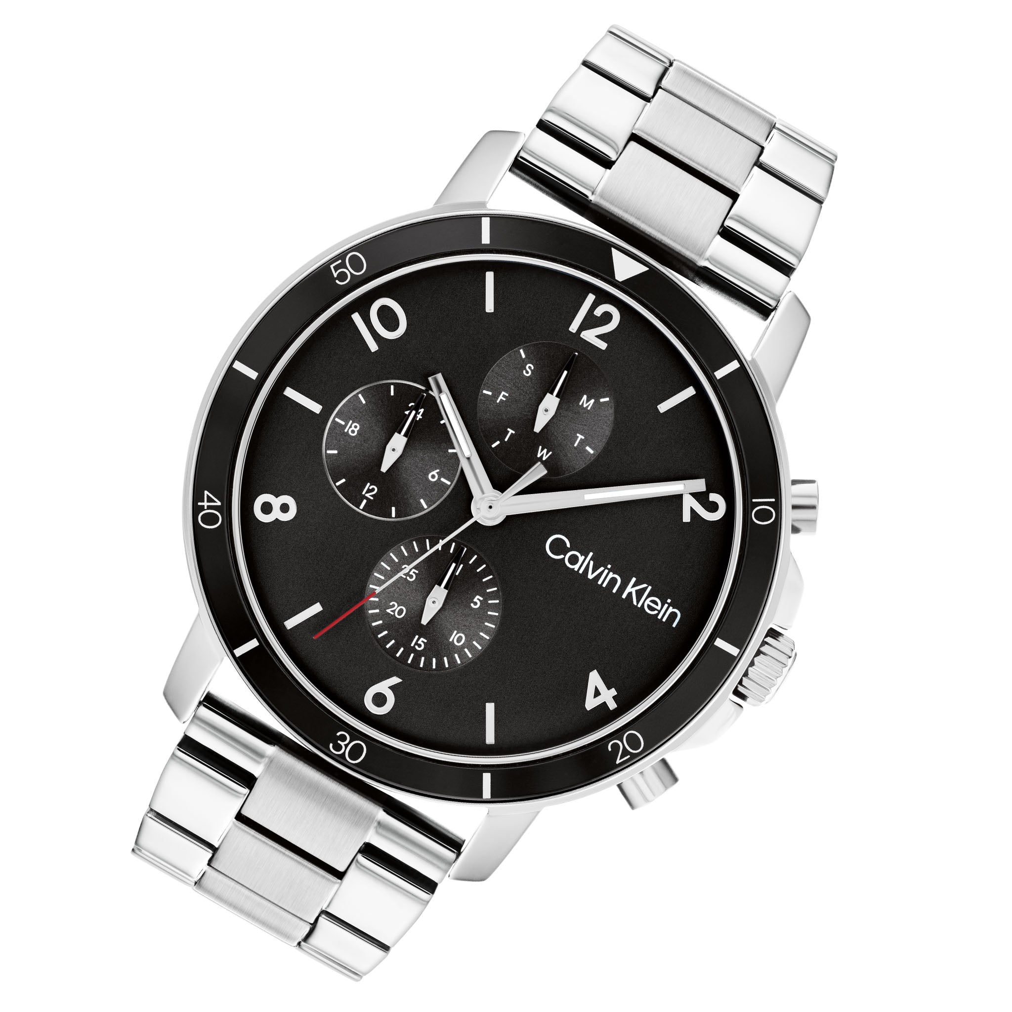 Calvin Klein Silver Steel Black Dial Men's Multi-function Watch - 25200067