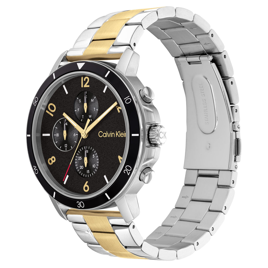 Calvin Klein Two-Tone Steel Black Dial Men's Multi-function Watch - 25200070
