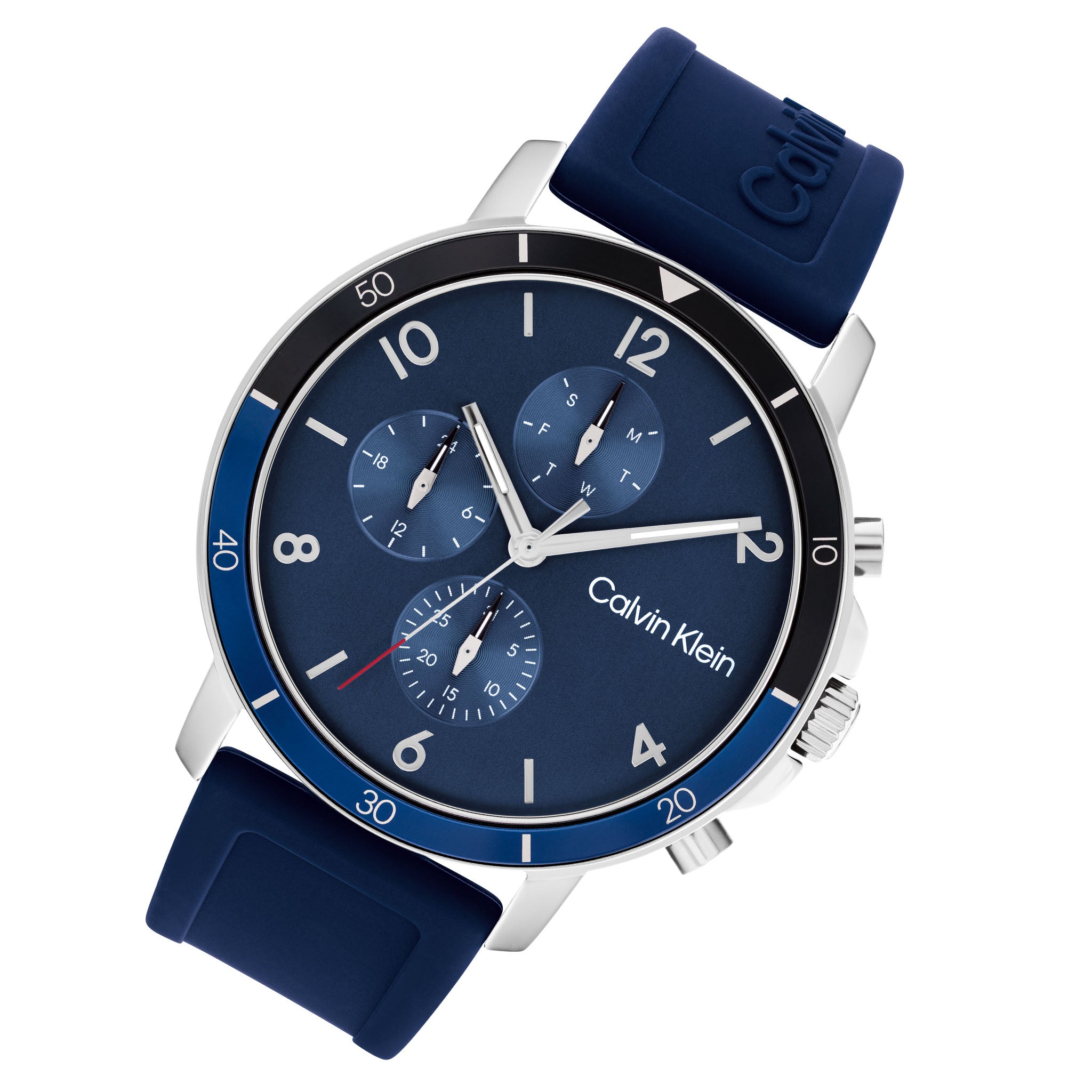 Calvin Klein Navy Silicone Band Blue Dial Men's Multi-function Watch - 25200071