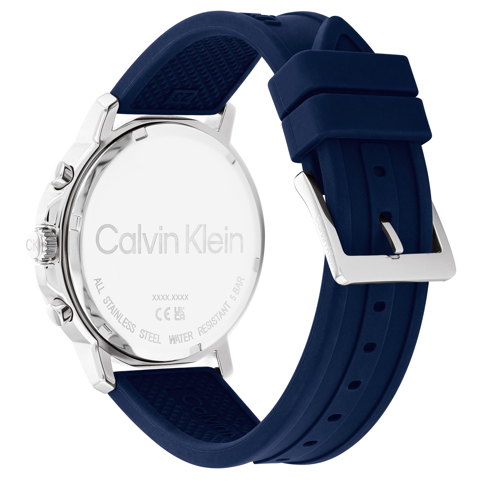 Calvin Klein Navy Silicone Band Blue Dial Men's Multi-function Watch - 25200071