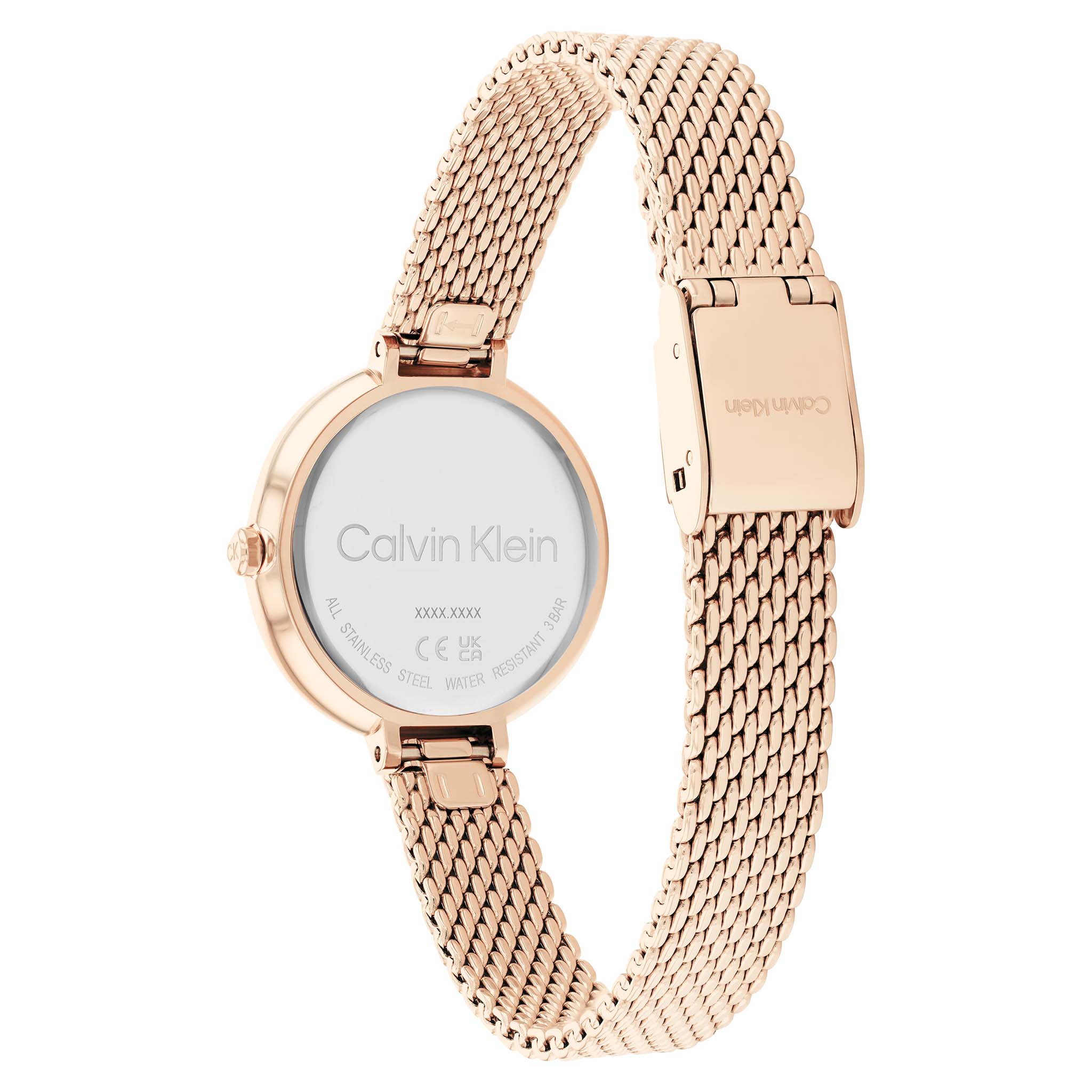 Calvin Klein Carnation Gold Mesh Silver White Dial Women's Watch - 25200083