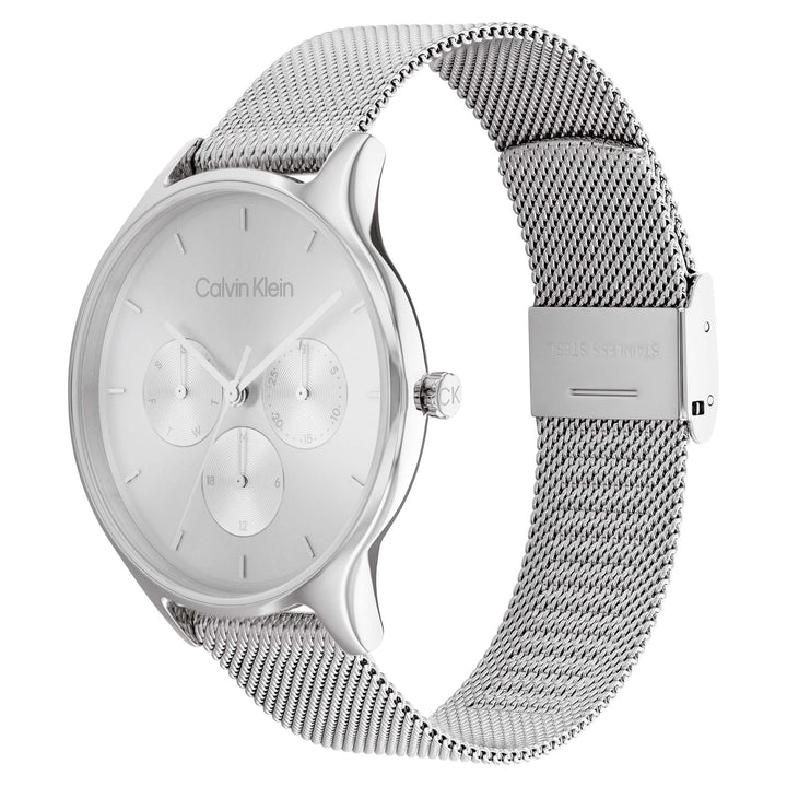 Calvin Klein Silver Mesh Grey Dial Women's Multi-function Watch - 25200104